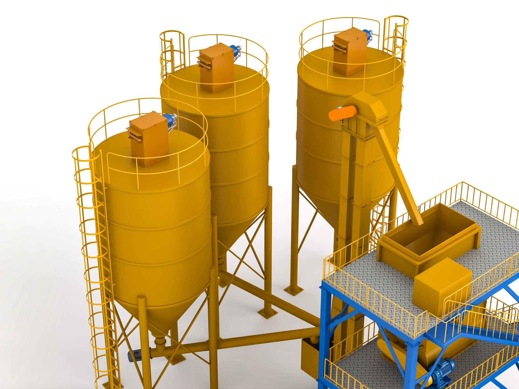 Dry Mortar Mixing Plant Industrial Equipment 3D Model