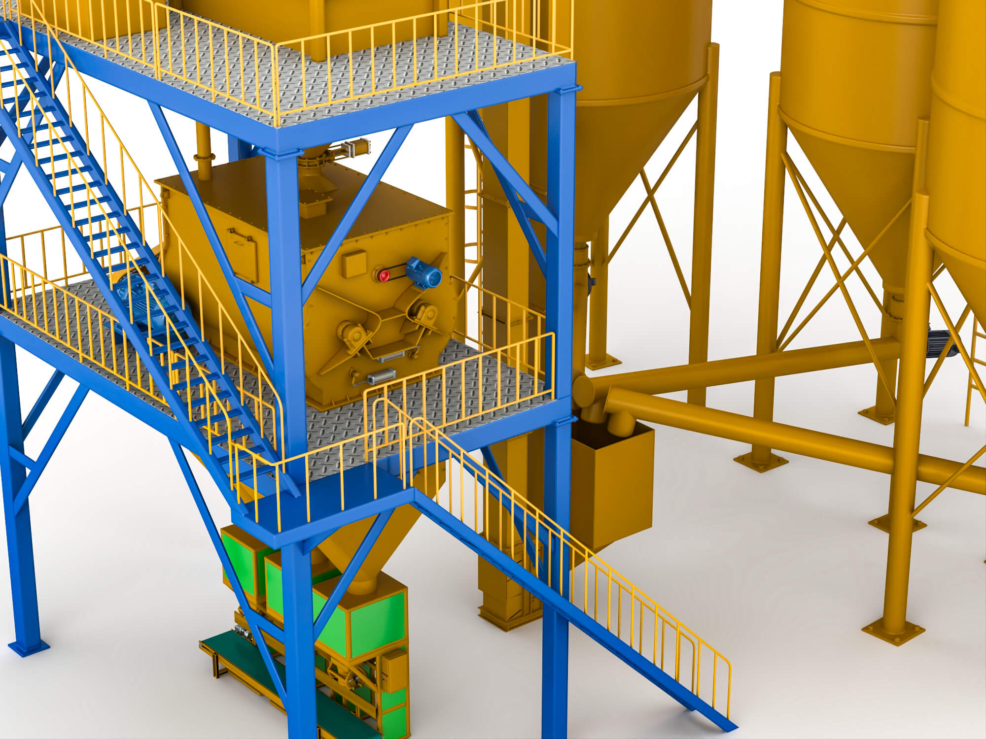 Dry Mortar Mixing Plant Industrial Equipment 3D Model
