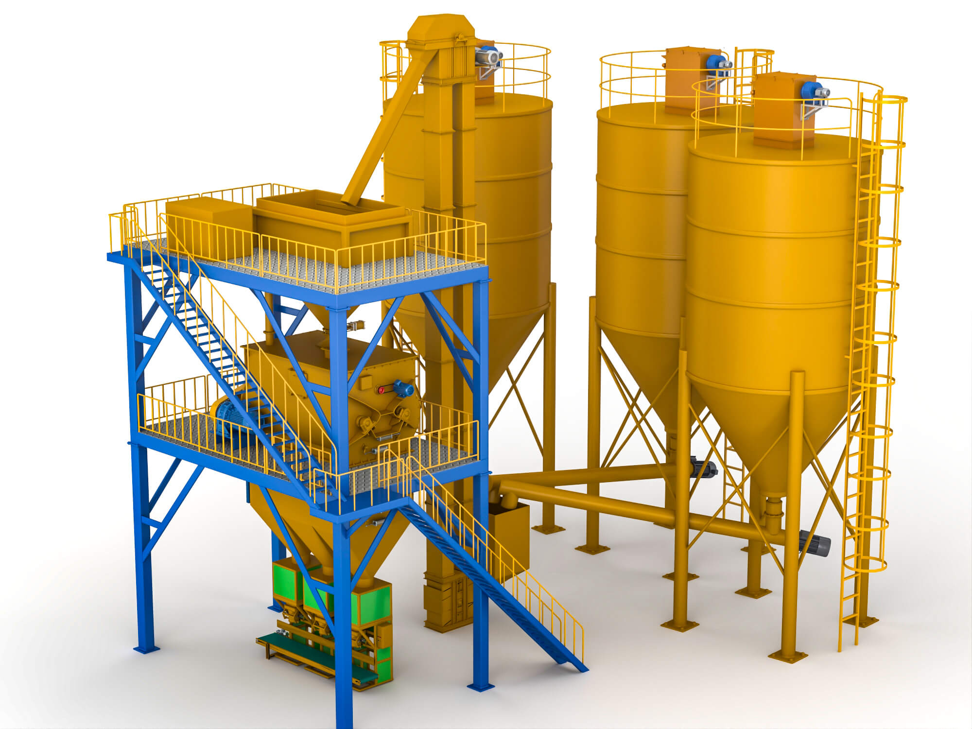 Dry Mortar Mixing Plant Industrial Equipment 3D Model