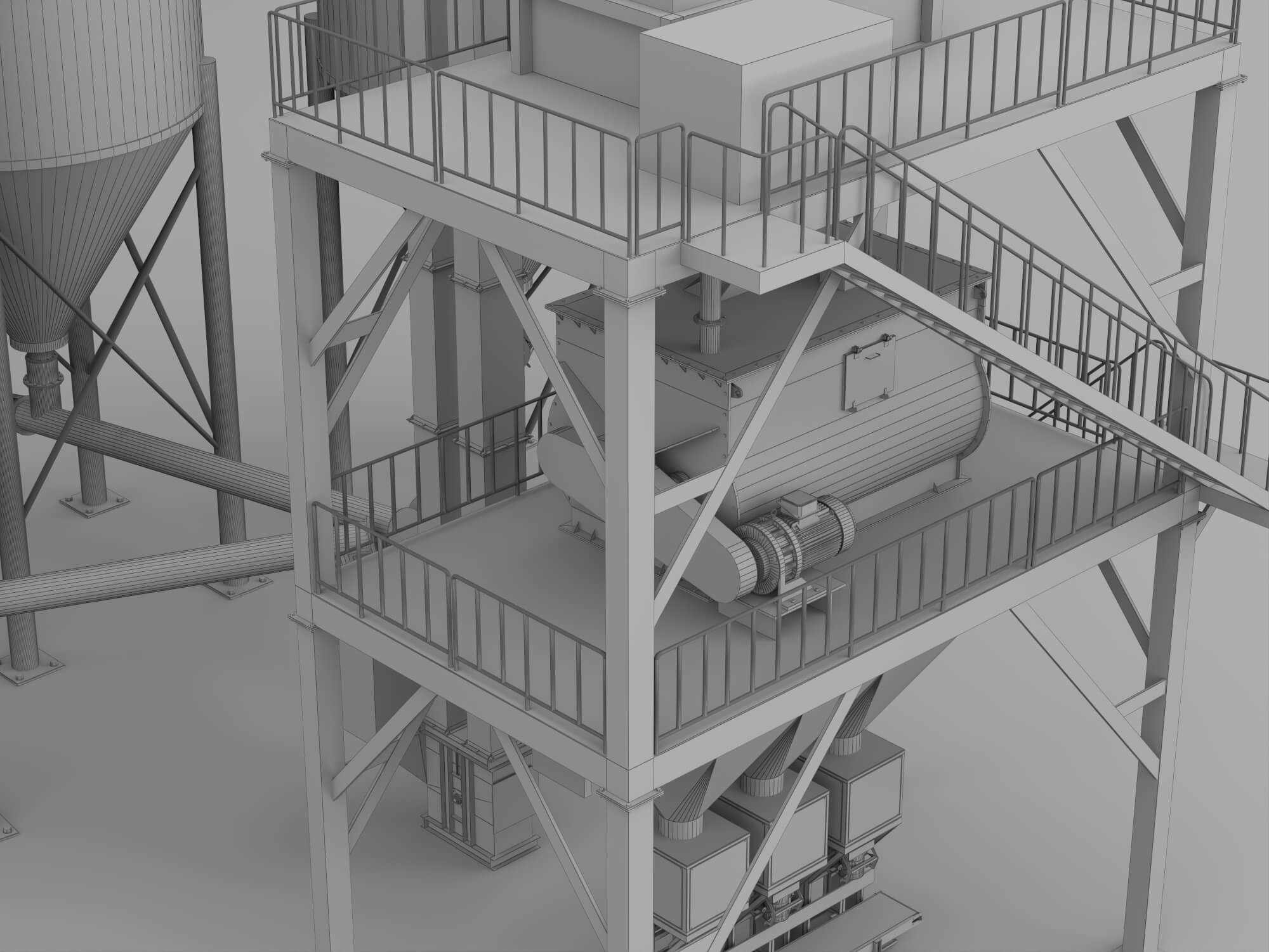 Dry Mortar Mixing Plant Industrial Equipment 3D Model