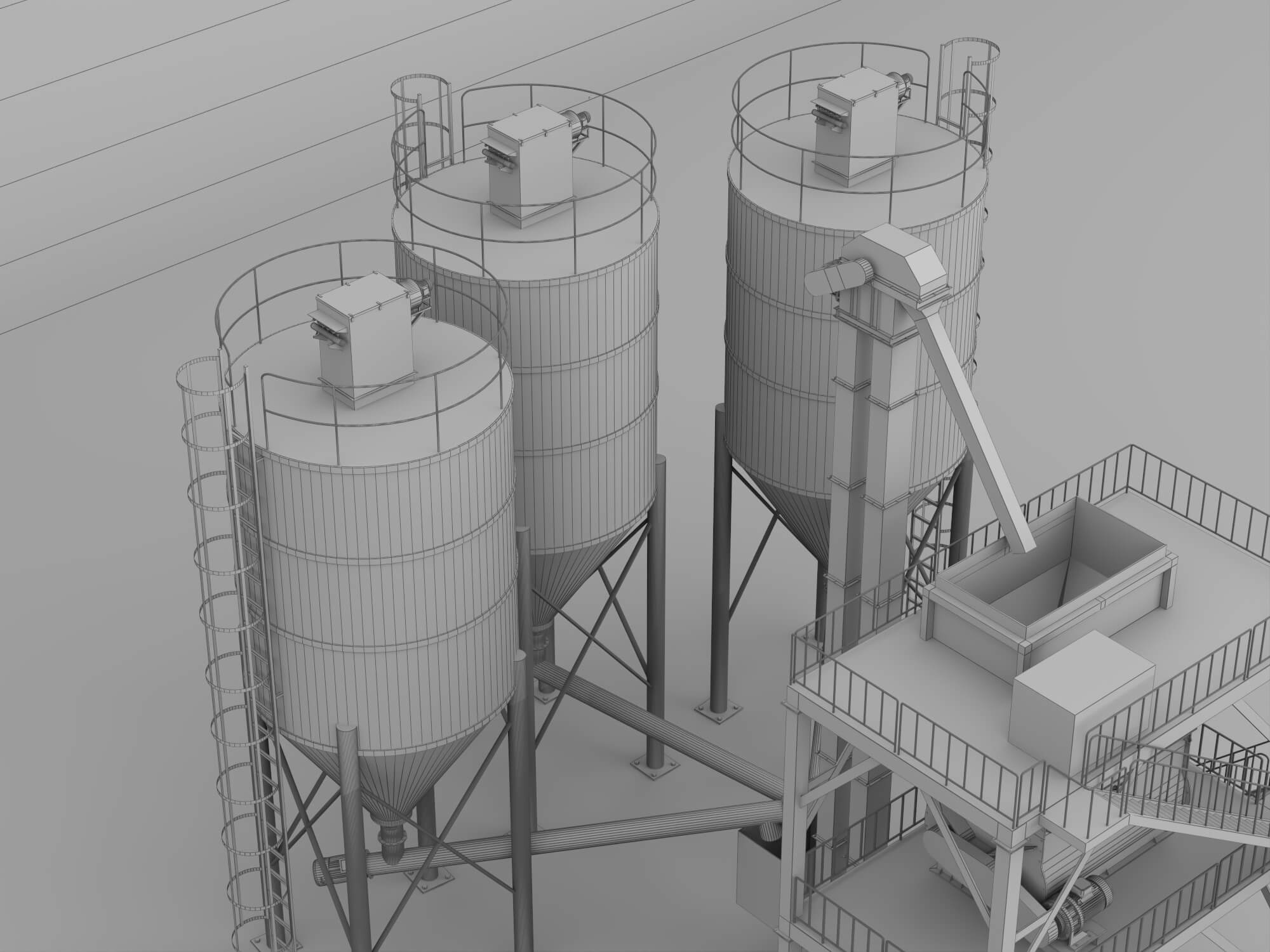 Dry Mortar Mixing Plant Industrial Equipment 3D Model