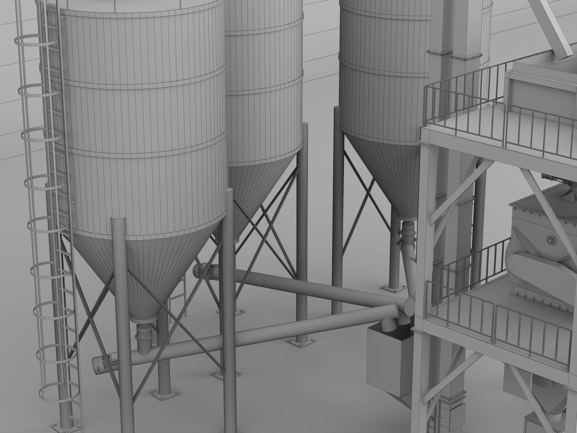 Dry Mortar Mixing Plant Industrial Equipment 3D Model