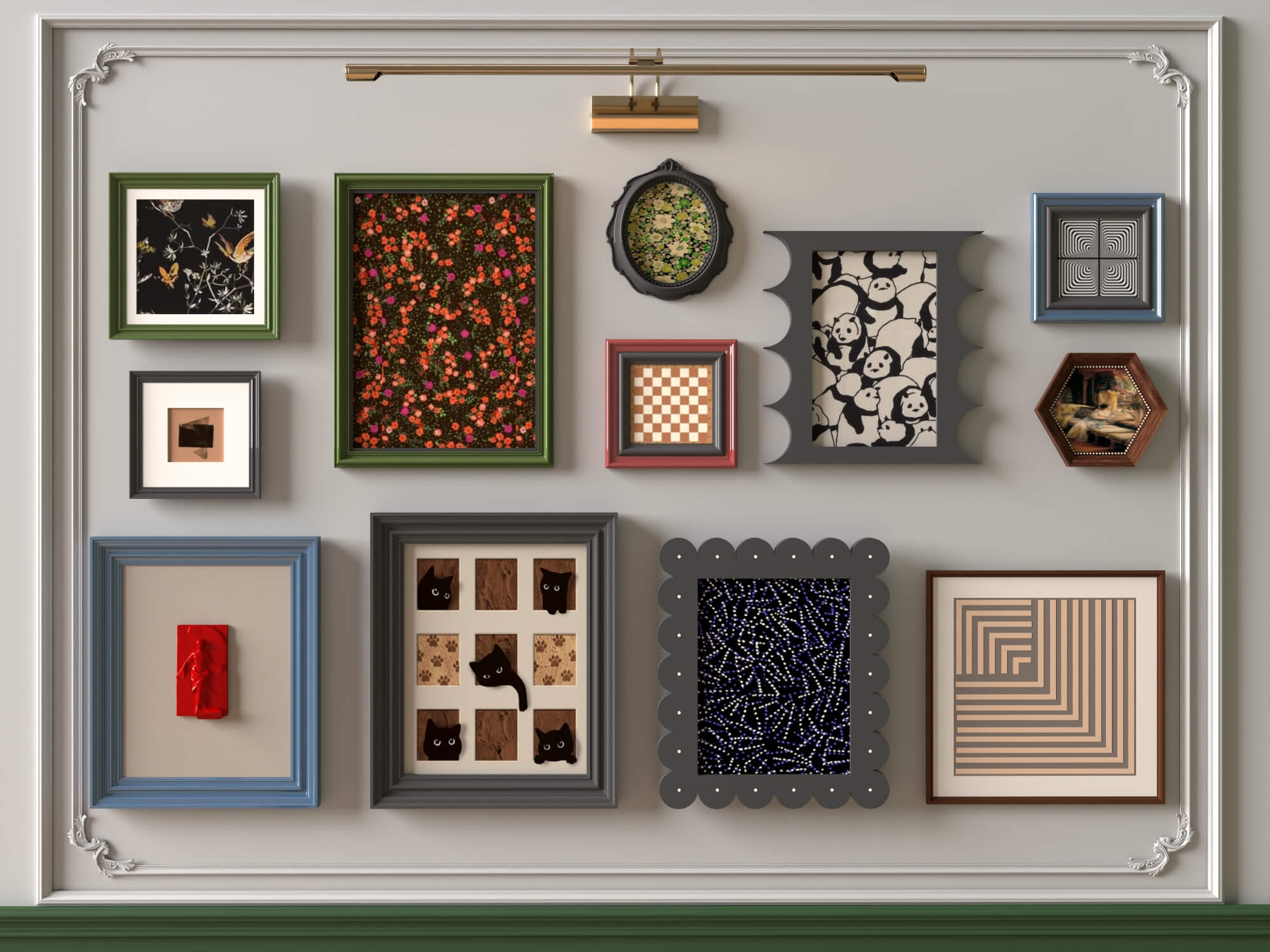 Eclectic Gallery Wall Picture Frames 3D Asset 3D Model