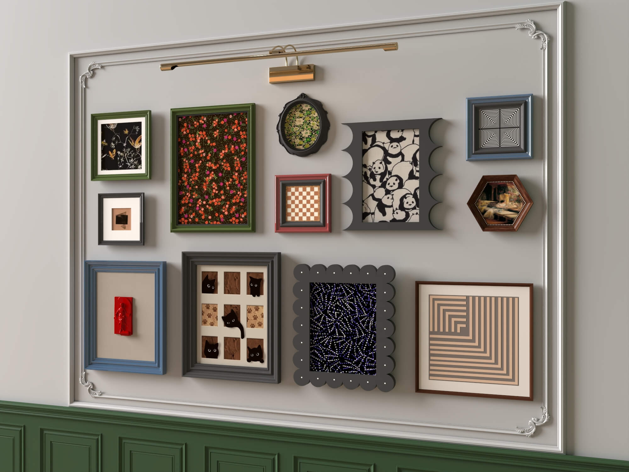Eclectic Gallery Wall Picture Frames 3D Asset 3D Model