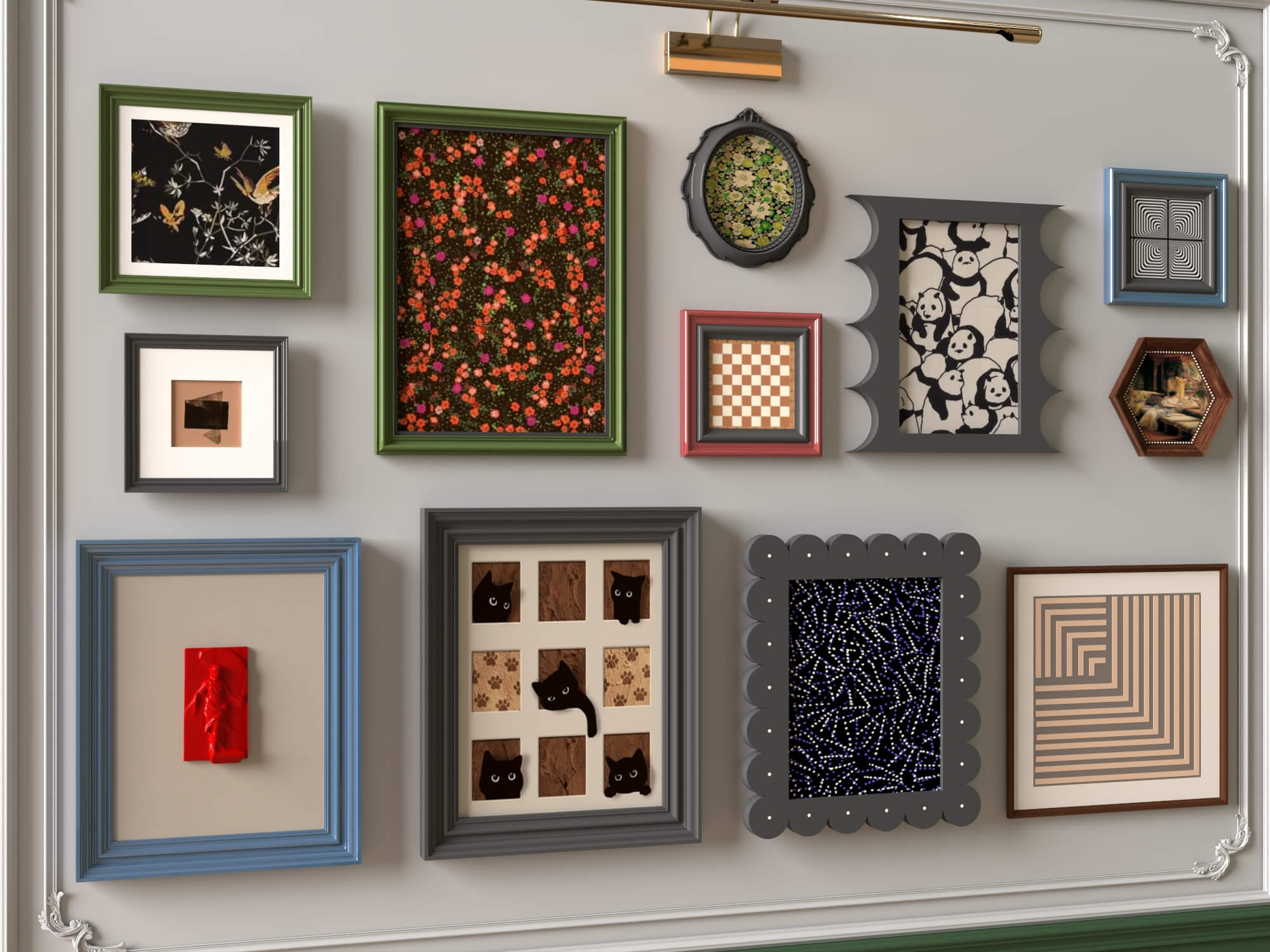 Eclectic Gallery Wall Picture Frames 3D Asset 3D Model
