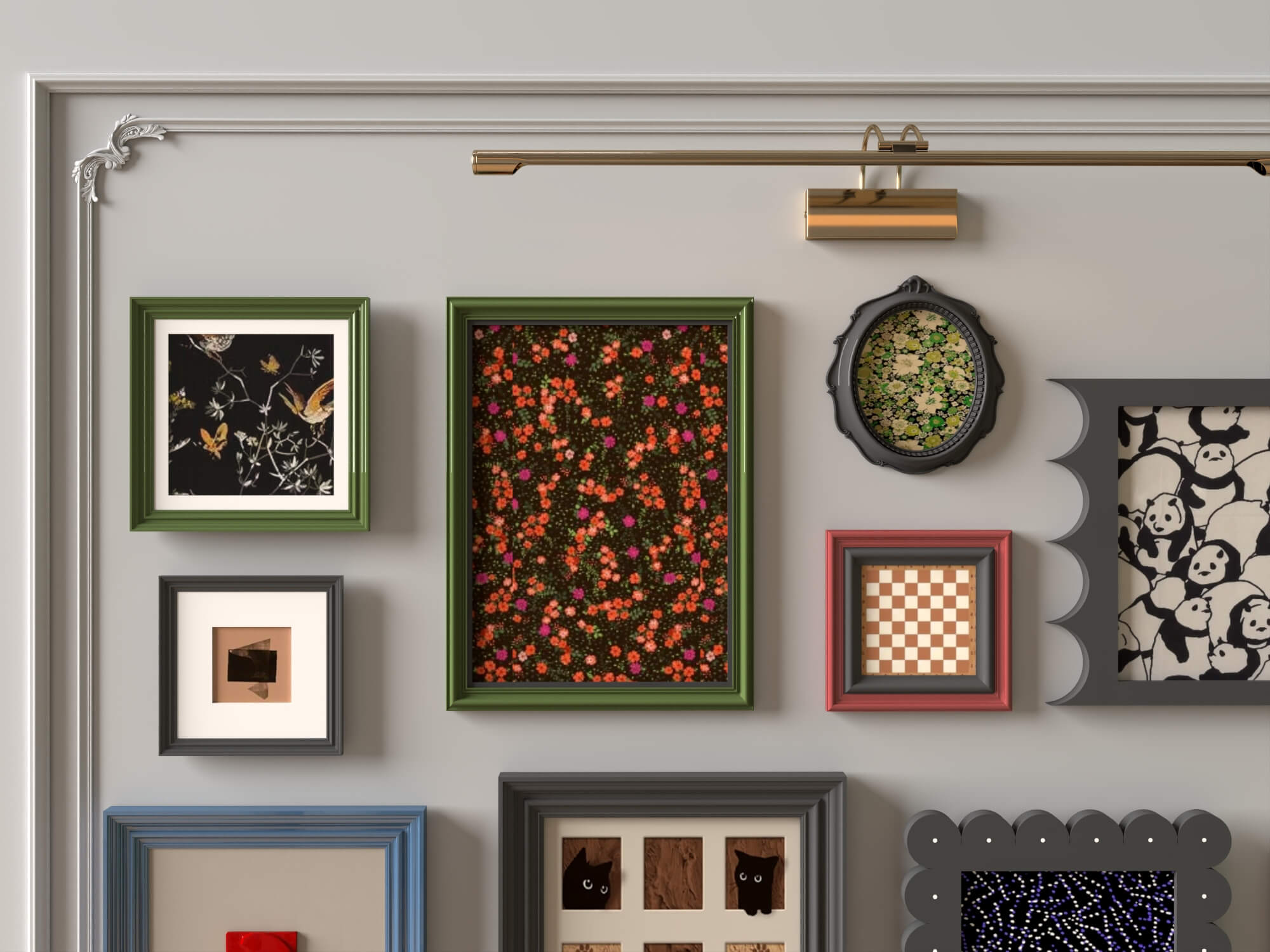 Eclectic Gallery Wall Picture Frames 3D Asset 3D Model