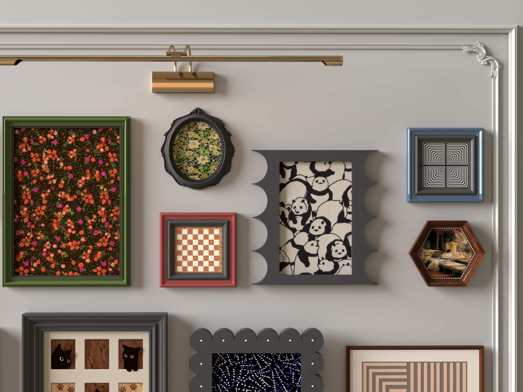 Eclectic Gallery Wall Picture Frames 3D Asset 3D Model
