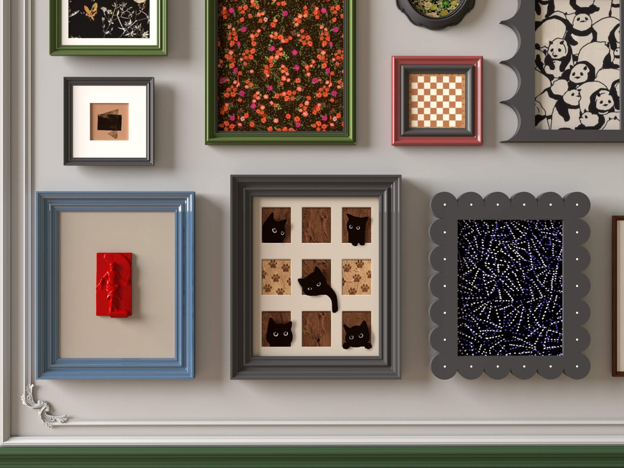 Eclectic Gallery Wall Picture Frames 3D Asset 3D Model