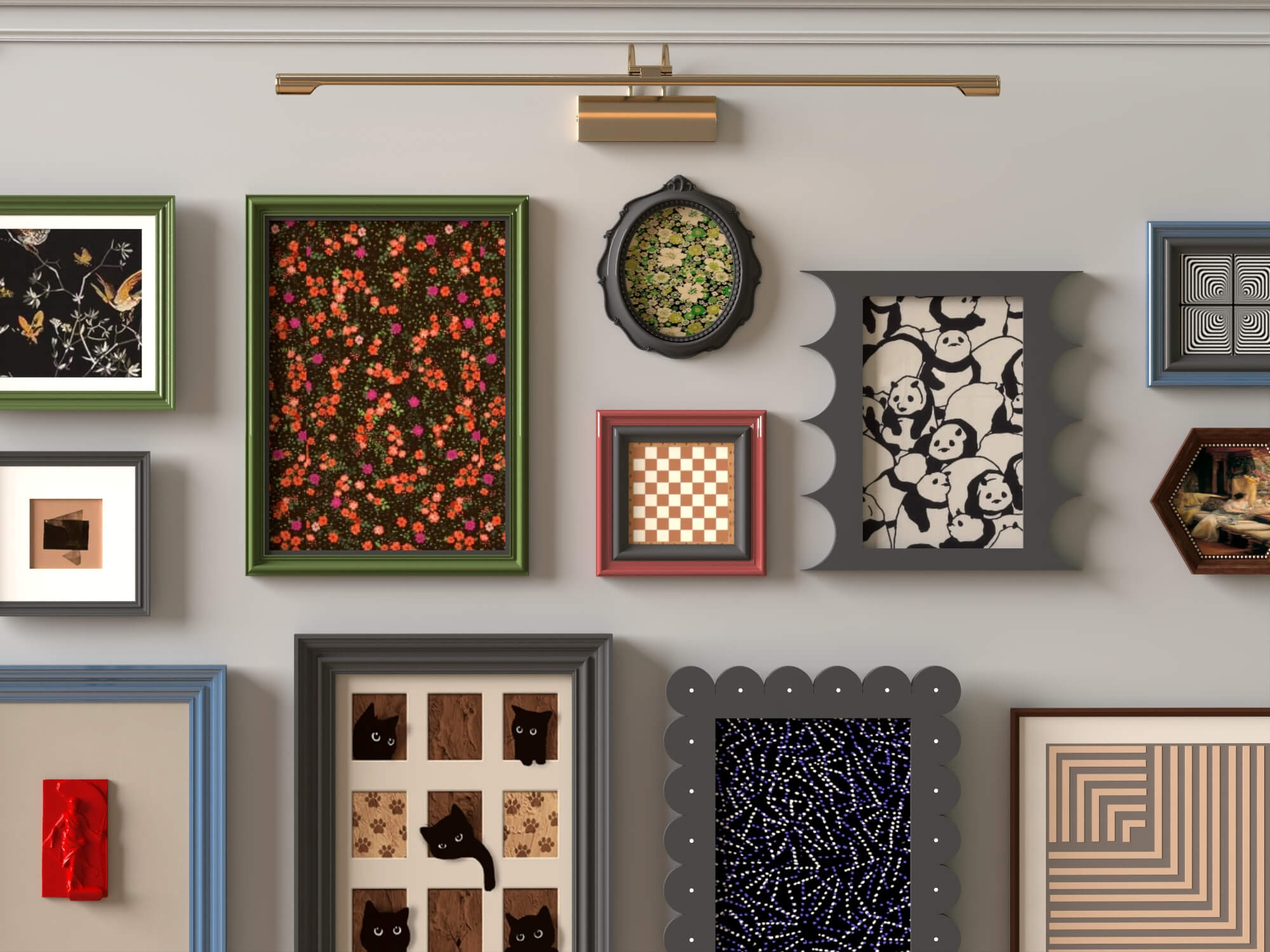 Eclectic Gallery Wall Picture Frames 3D Asset 3D Model