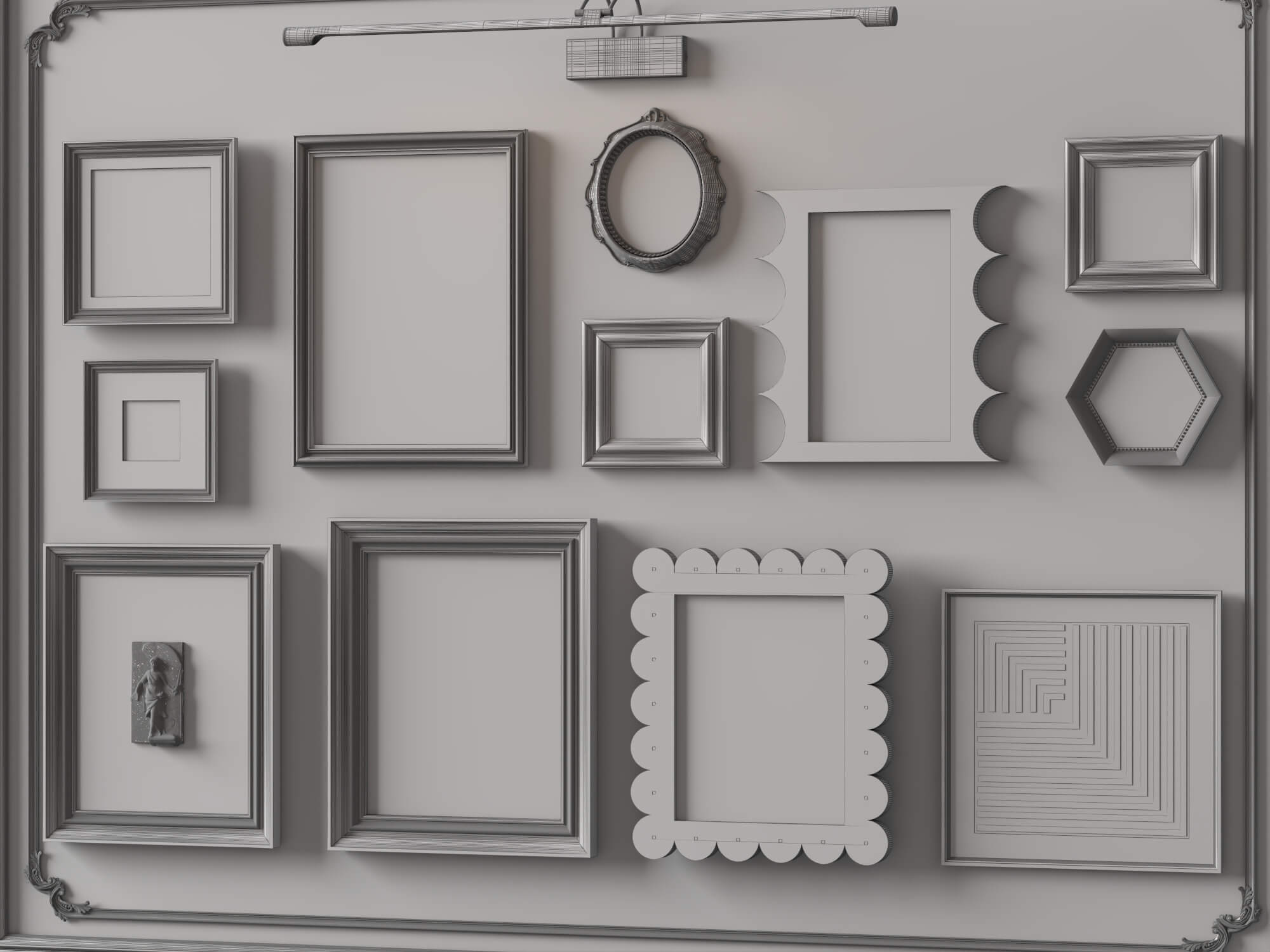 Eclectic Gallery Wall Picture Frames 3D Asset 3D Model