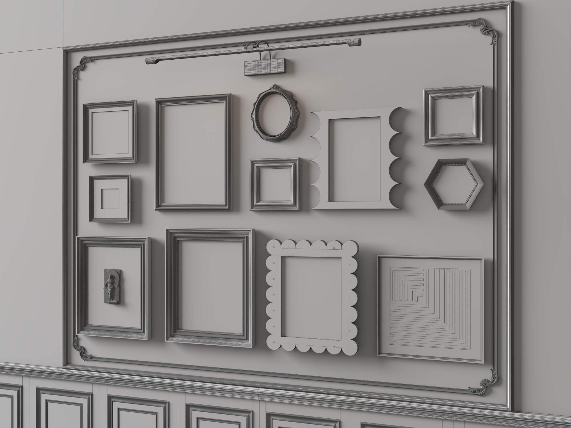 Eclectic Gallery Wall Picture Frames 3D Asset 3D Model