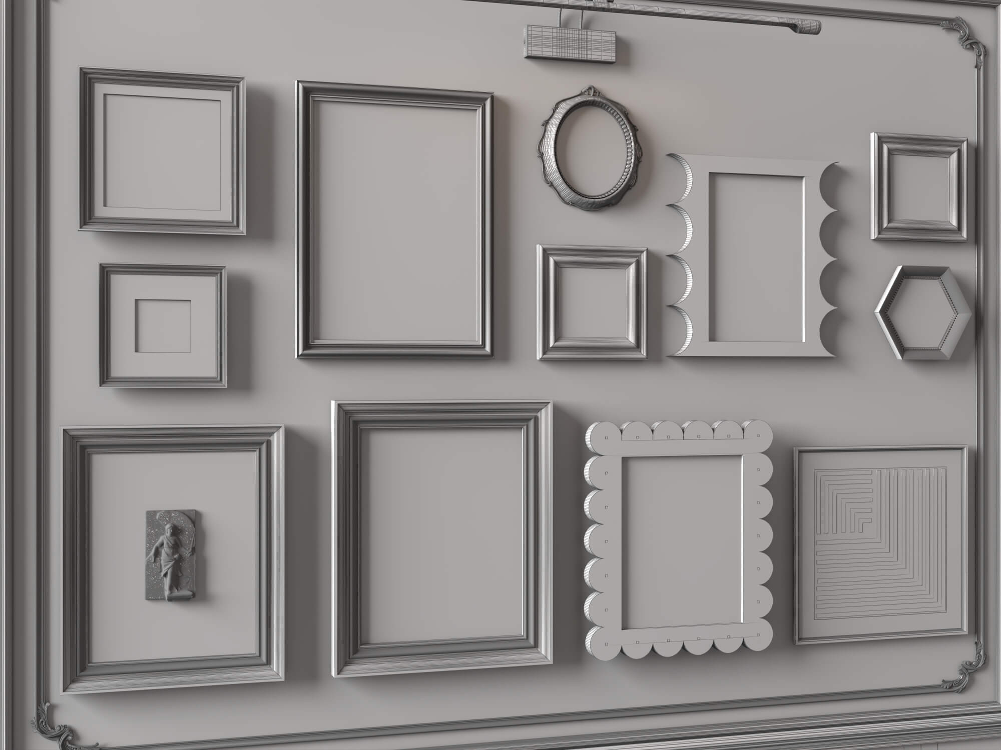 Eclectic Gallery Wall Picture Frames 3D Asset 3D Model