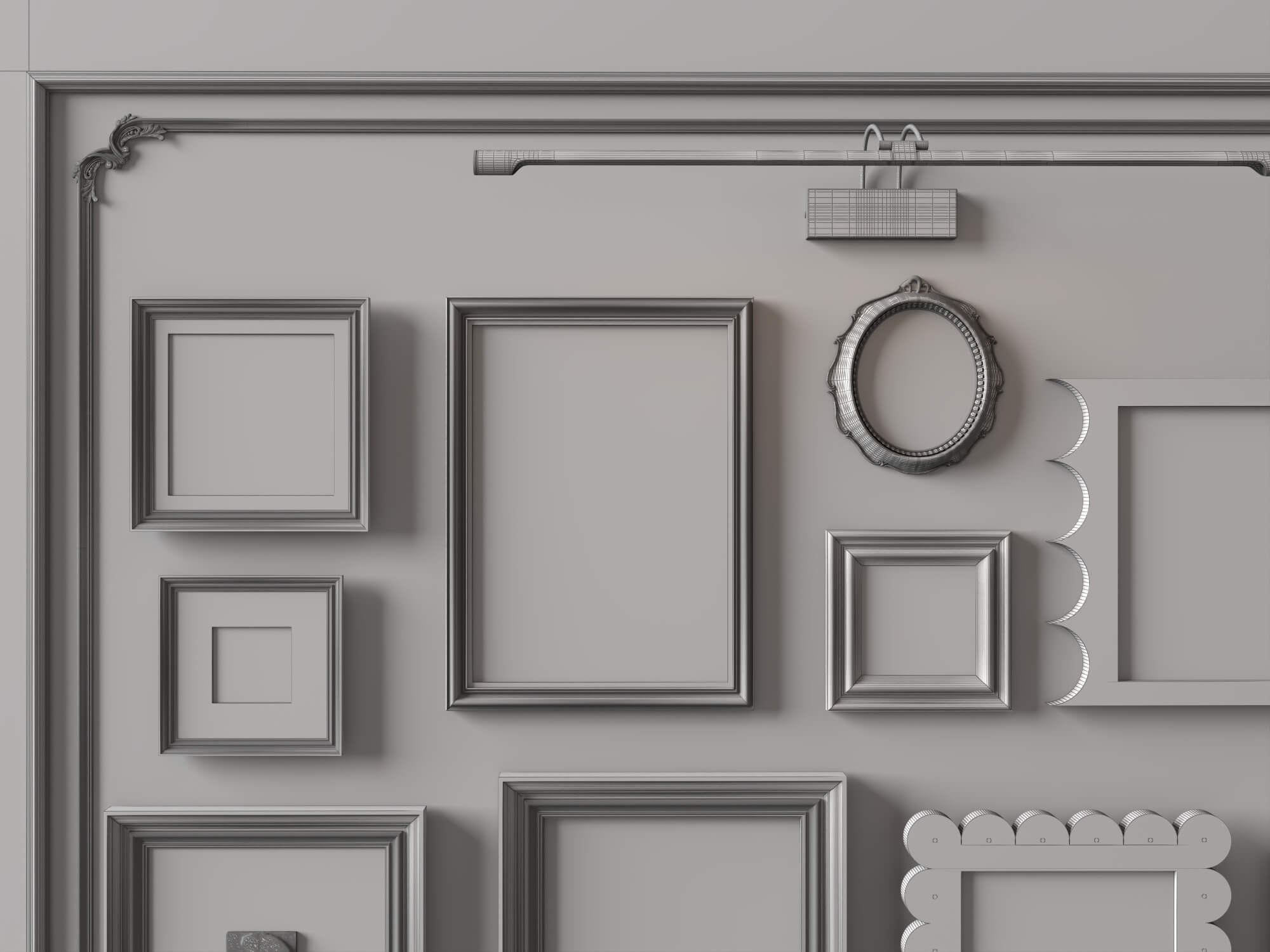 Eclectic Gallery Wall Picture Frames 3D Asset 3D Model