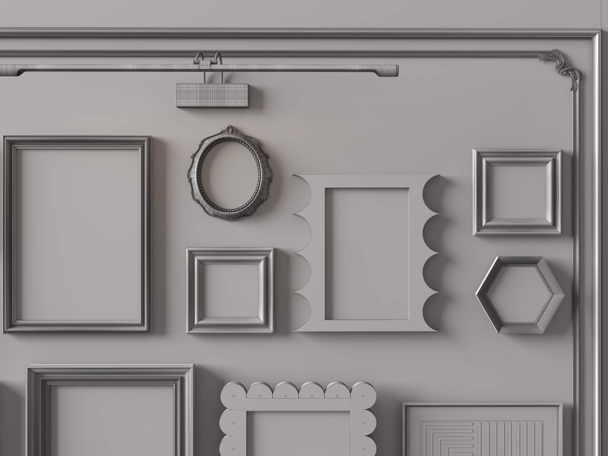 Eclectic Gallery Wall Picture Frames 3D Asset 3D Model