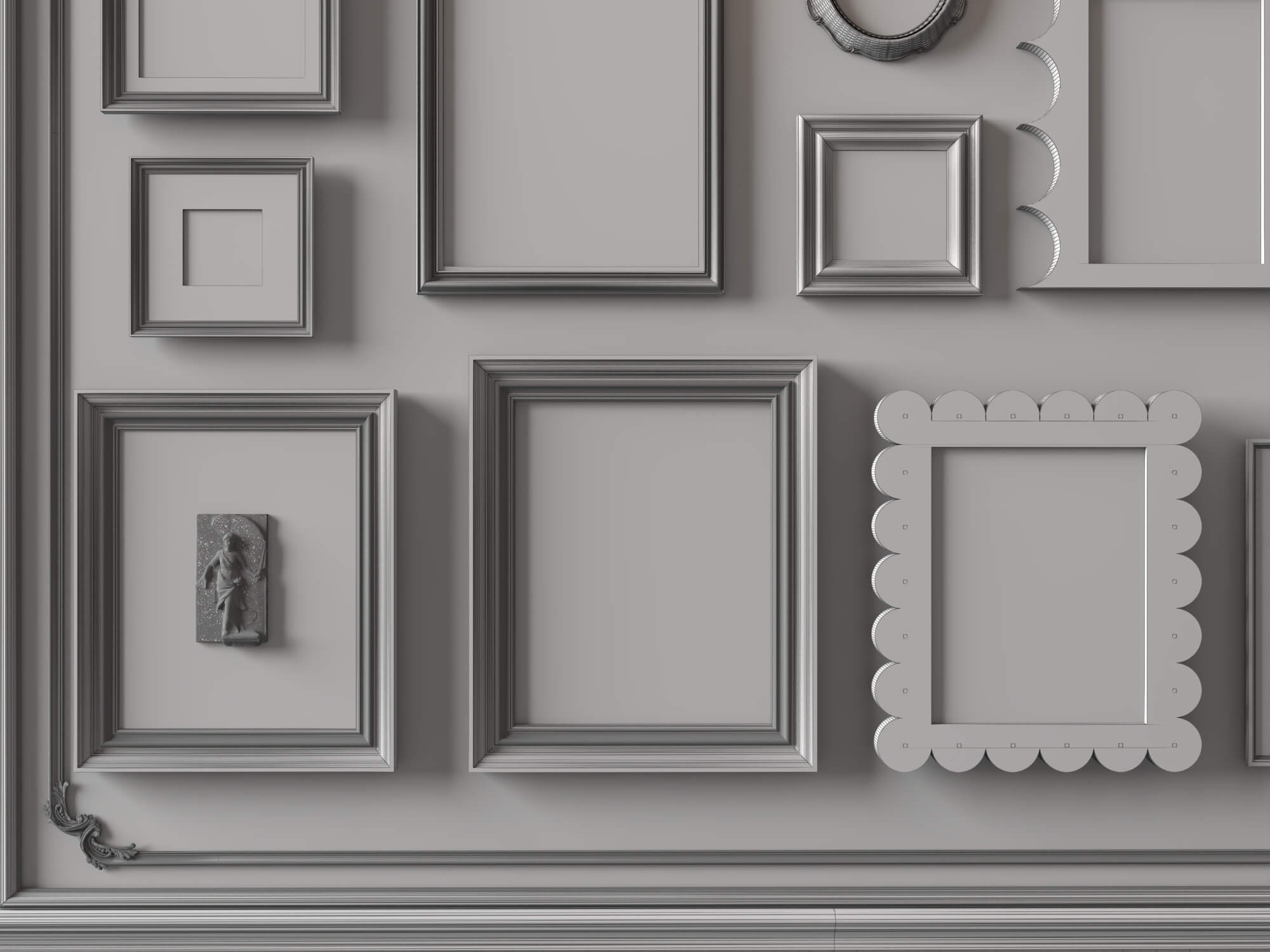 Eclectic Gallery Wall Picture Frames 3D Asset 3D Model