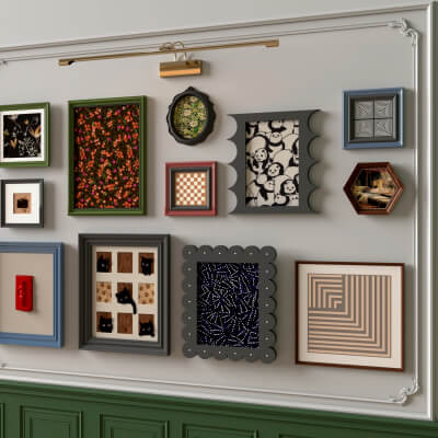 Eclectic Gallery Wall Picture Frames 3D Asset