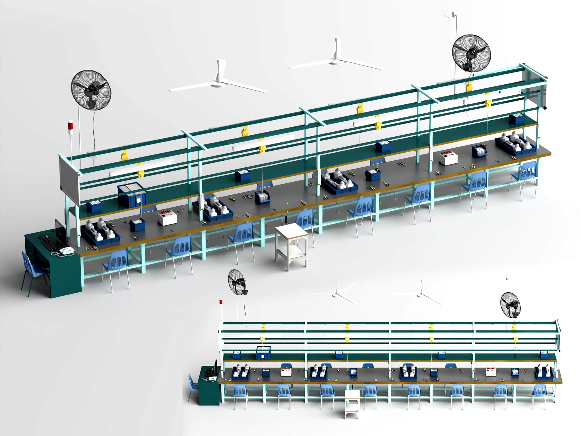 Factory Assembly Line Workstation 3D Model
