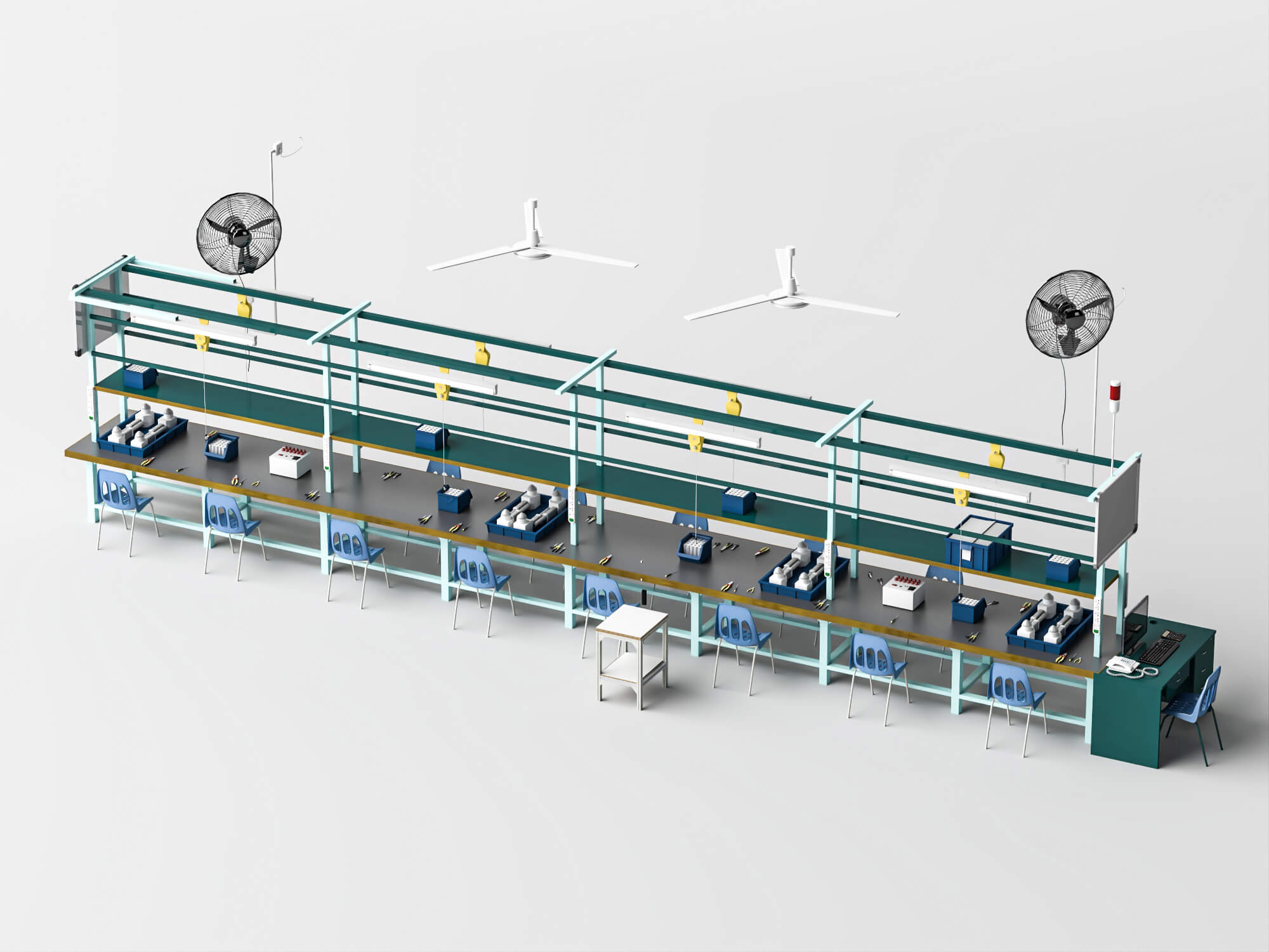 Factory Assembly Line Workstation 3D Model