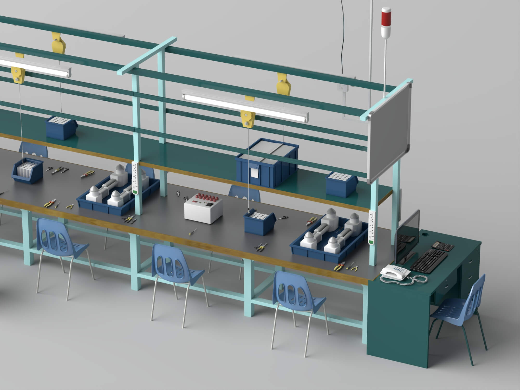 Factory Assembly Line Workstation 3D Model