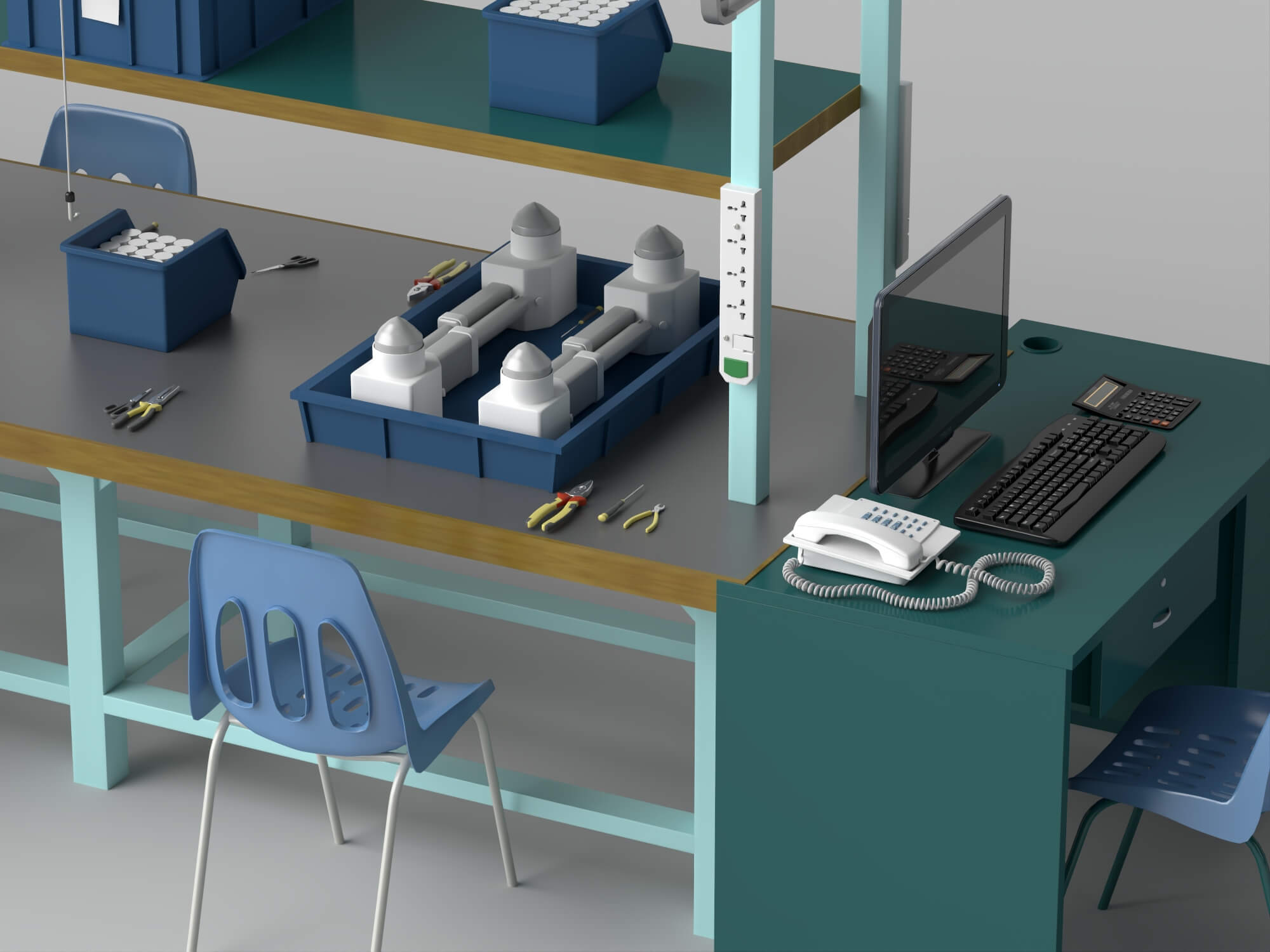 Factory Assembly Line Workstation 3D Model