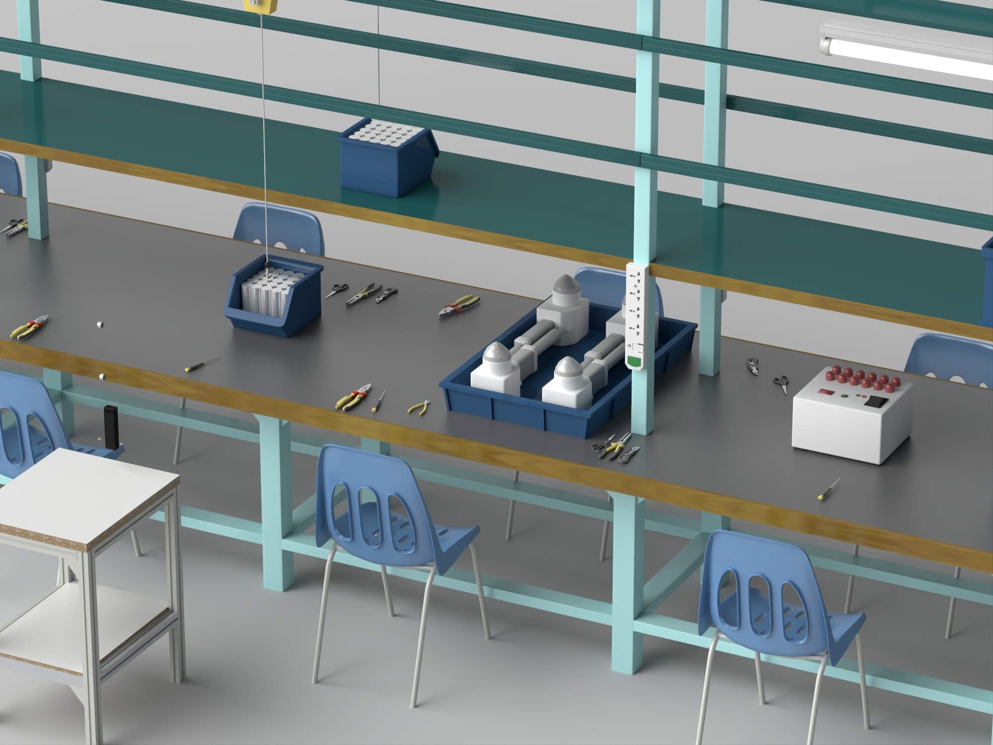 Factory Assembly Line Workstation 3D Model