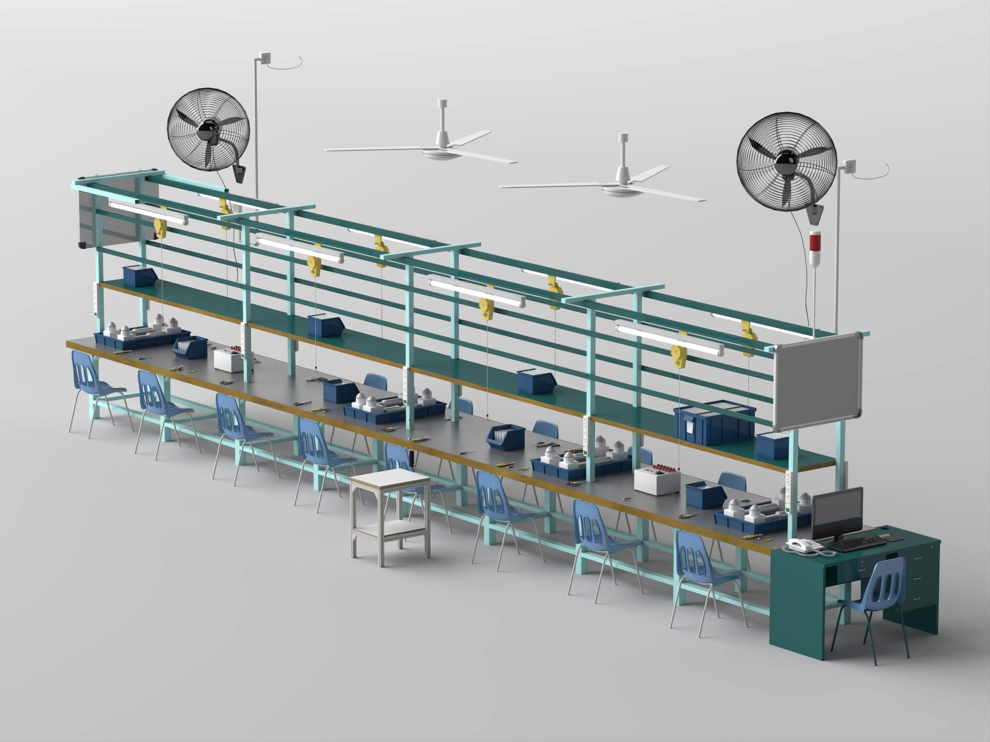 Factory Assembly Line Workstation 3D Model