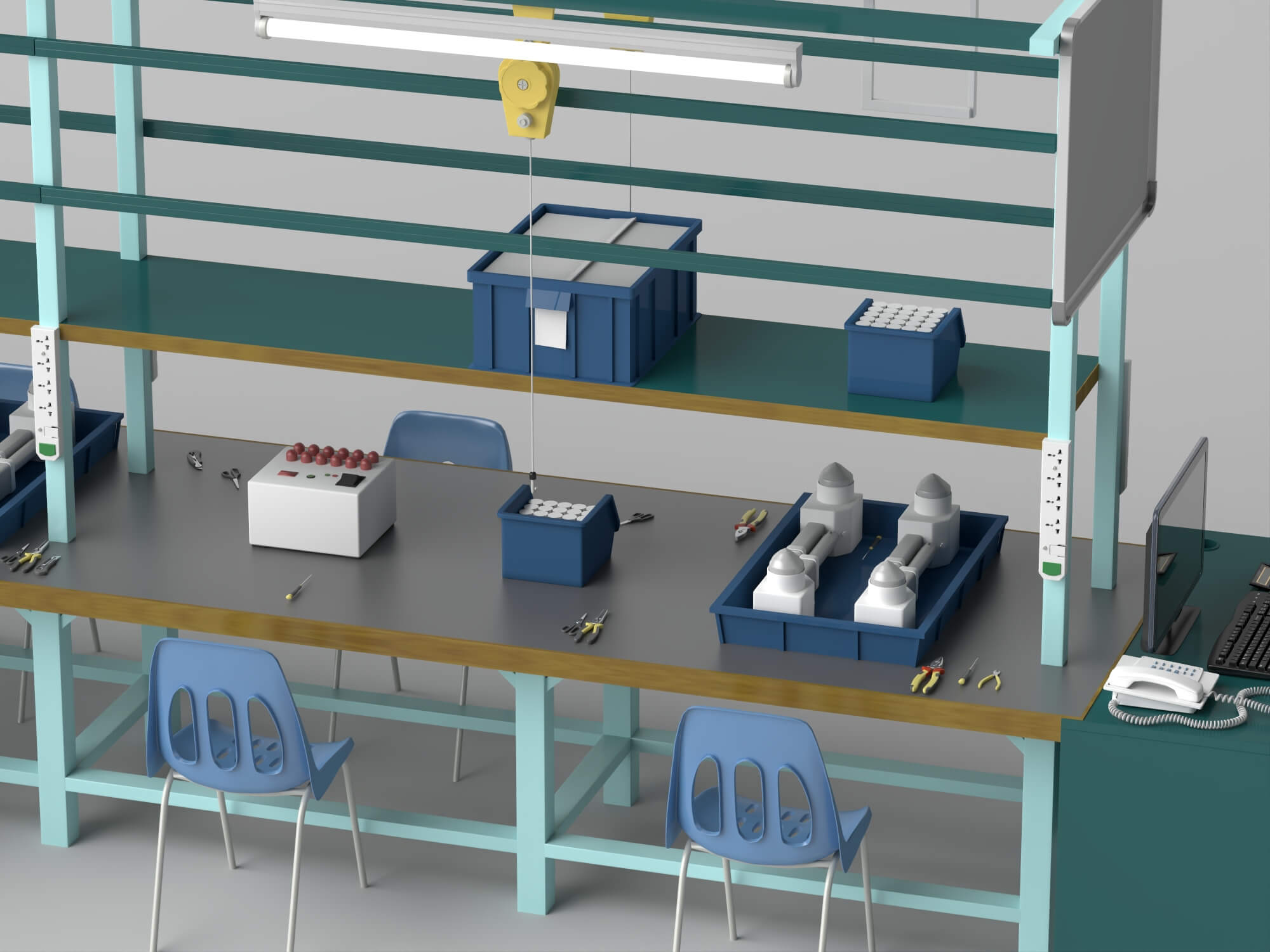 Factory Assembly Line Workstation 3D Model