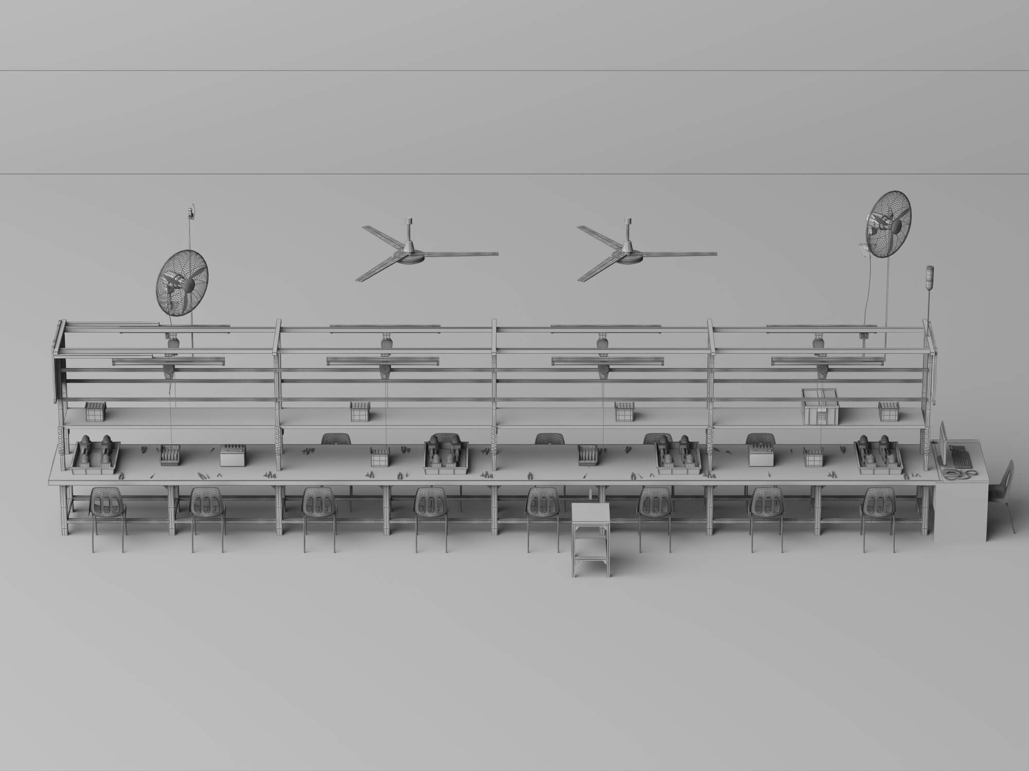 Factory Assembly Line Workstation 3D Model