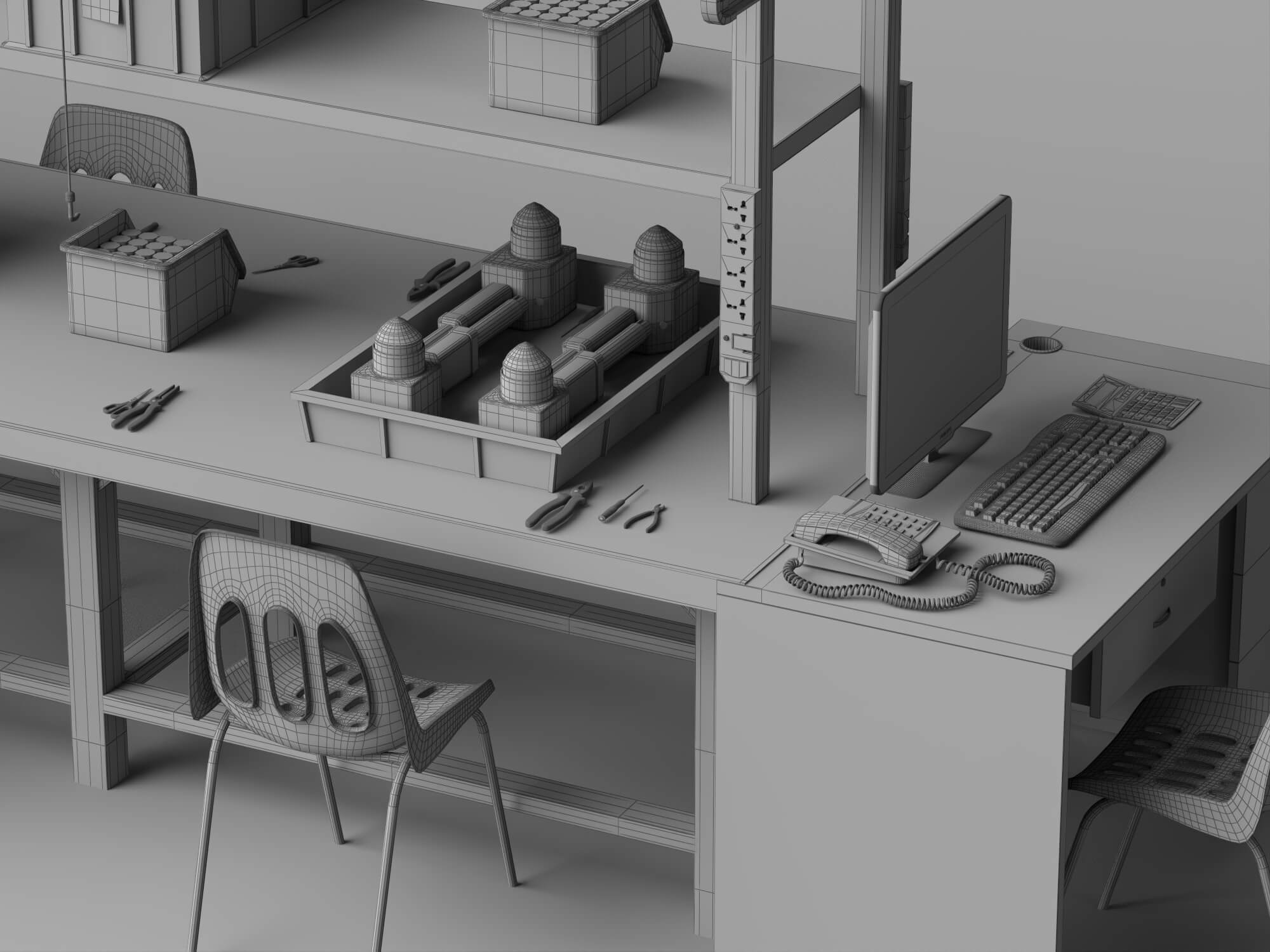 Factory Assembly Line Workstation 3D Model