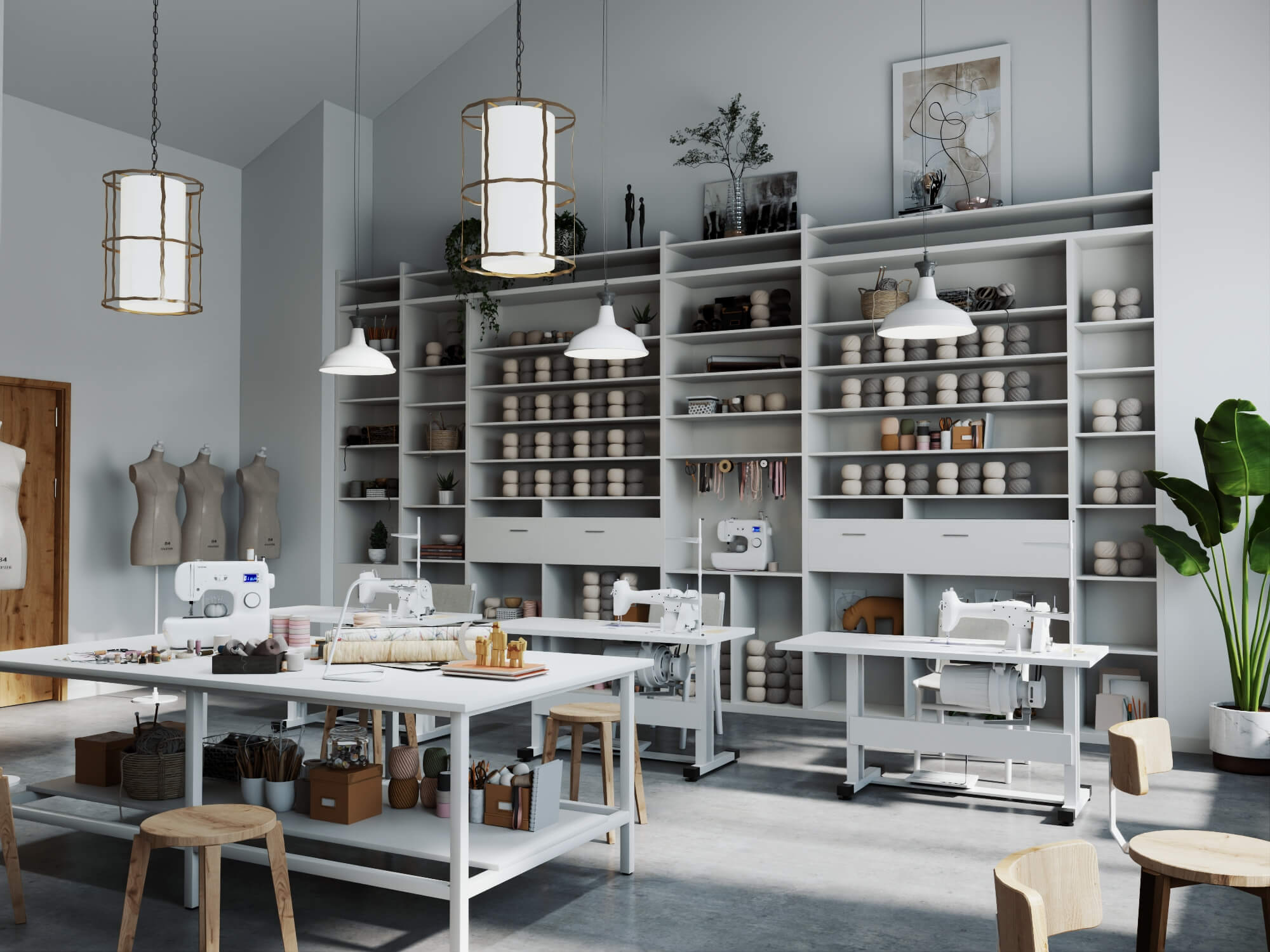 Fashion Sewing Studio Interior Scene 3D Model