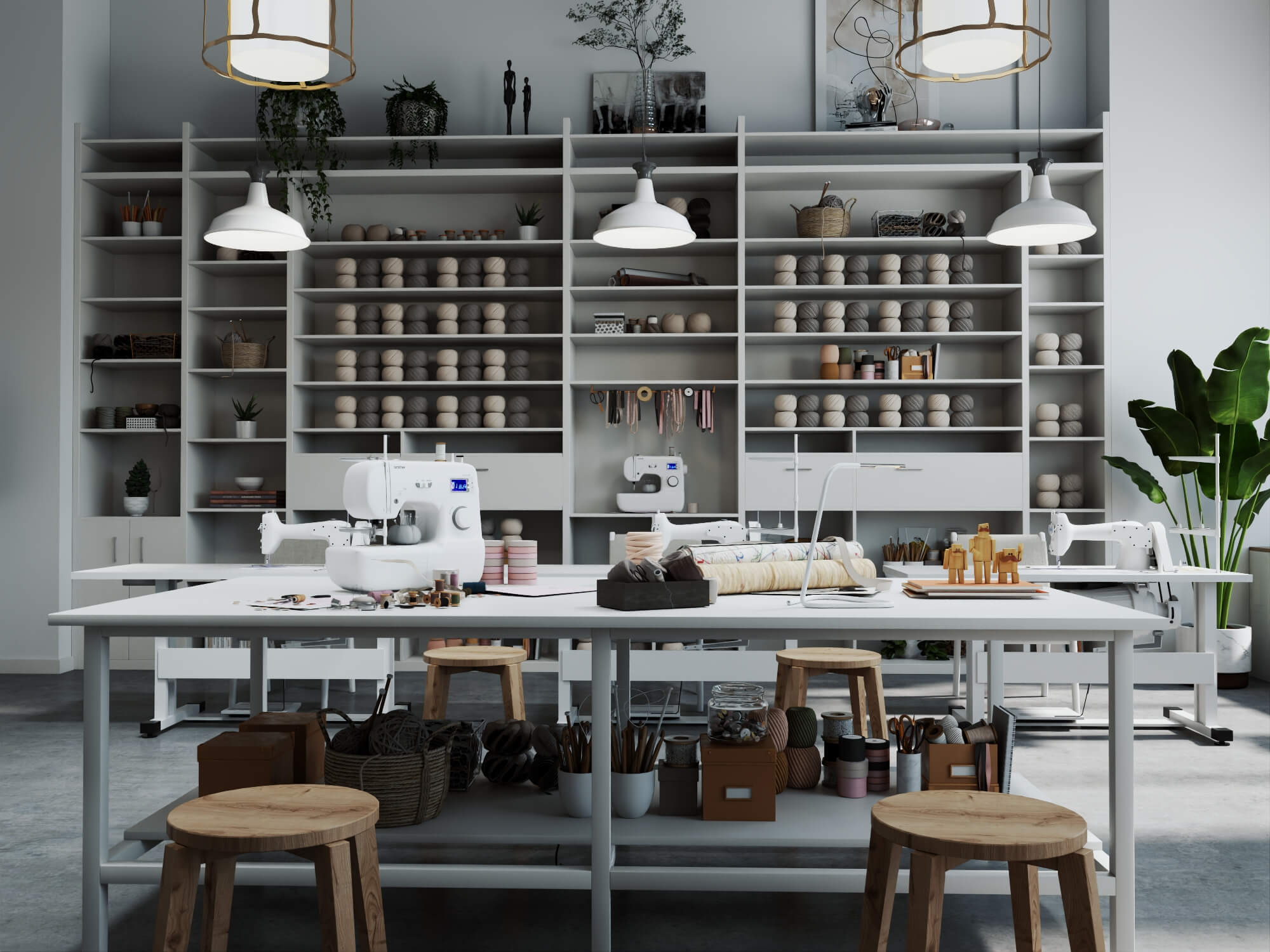 Fashion Sewing Studio Interior Scene 3D Model