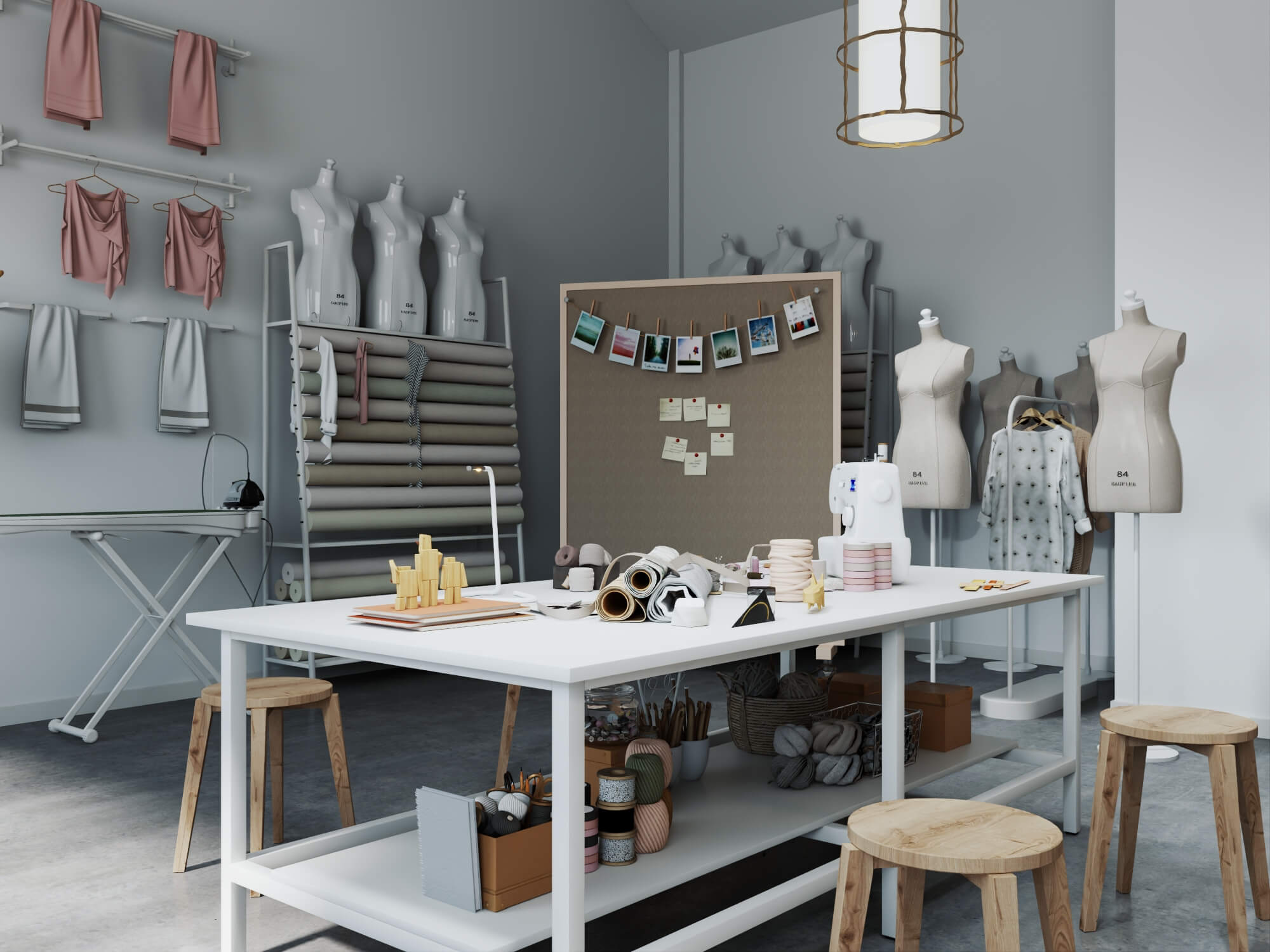 Fashion Sewing Studio Interior Scene 3D Model