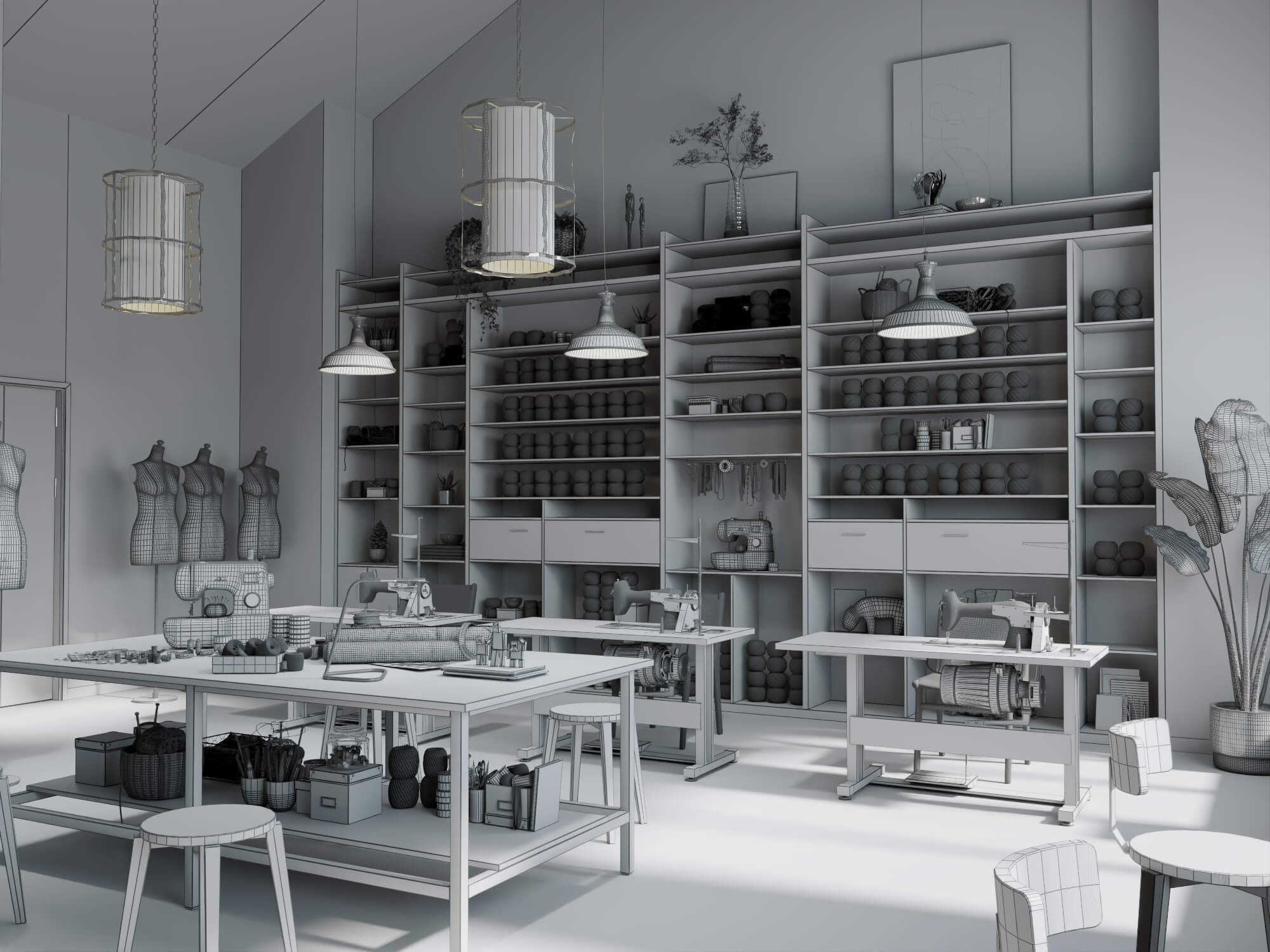 Fashion Sewing Studio Interior Scene 3D Model
