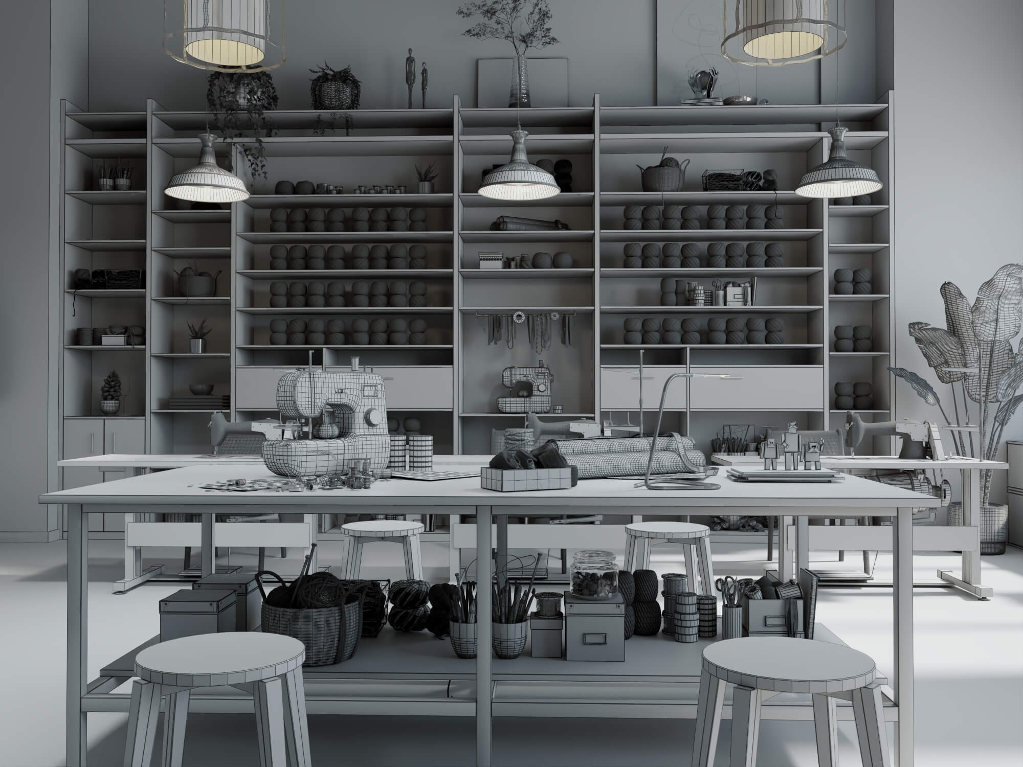 Fashion Sewing Studio Interior Scene 3D Model