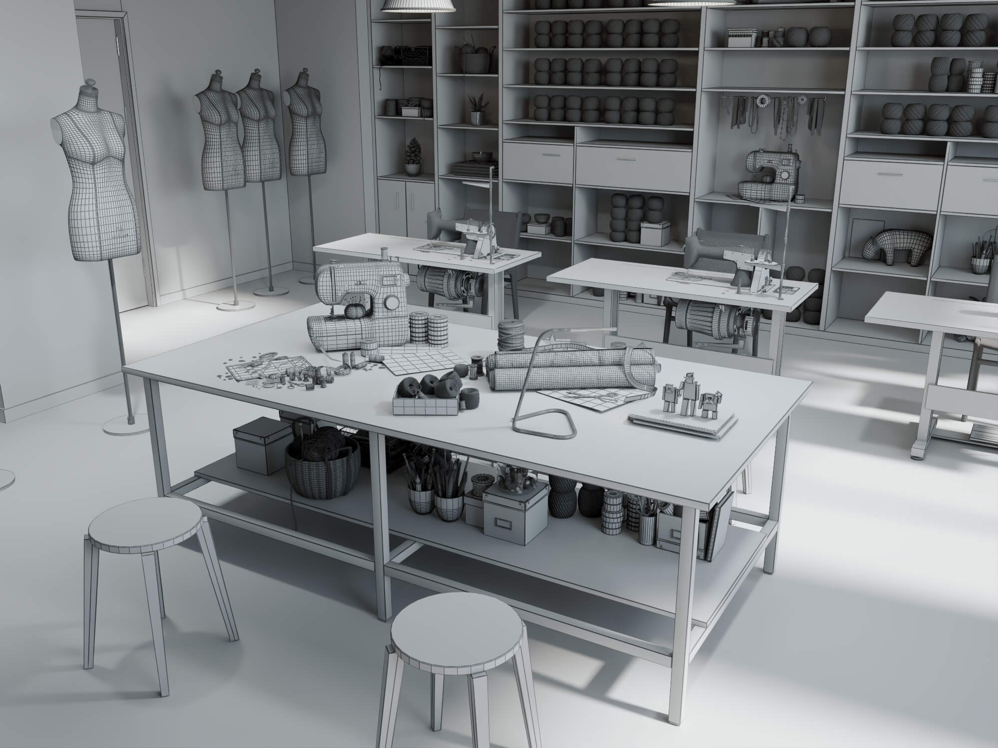 Fashion Sewing Studio Interior Scene 3D Model