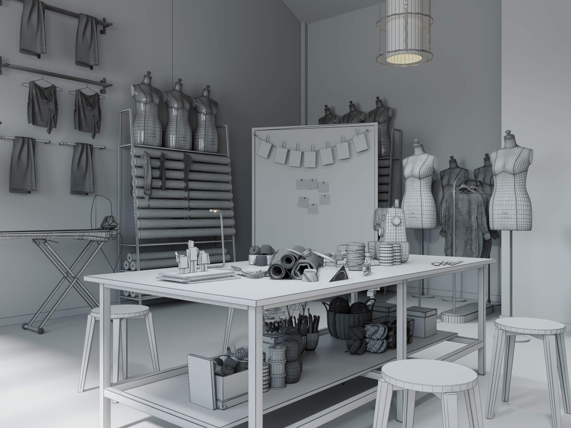 Fashion Sewing Studio Interior Scene 3D Model