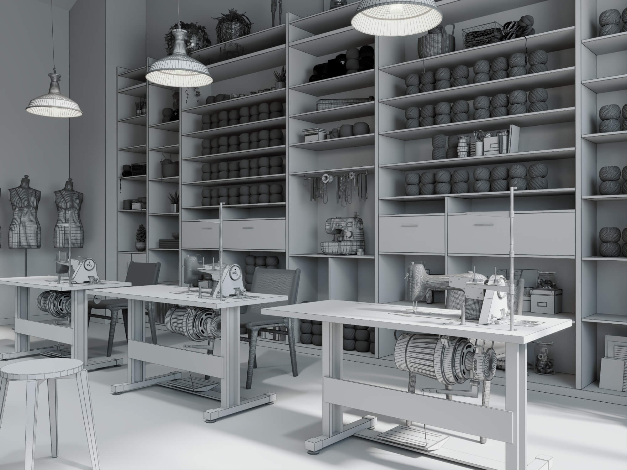 Fashion Sewing Studio Interior Scene 3D Model