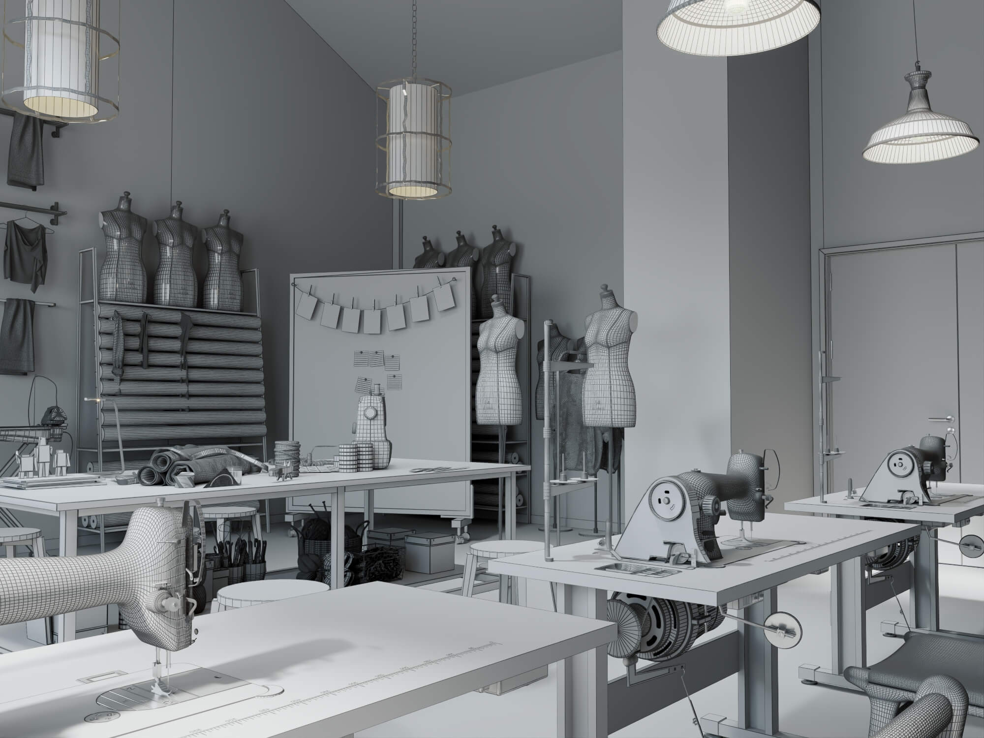 Fashion Sewing Studio Interior Scene 3D Model
