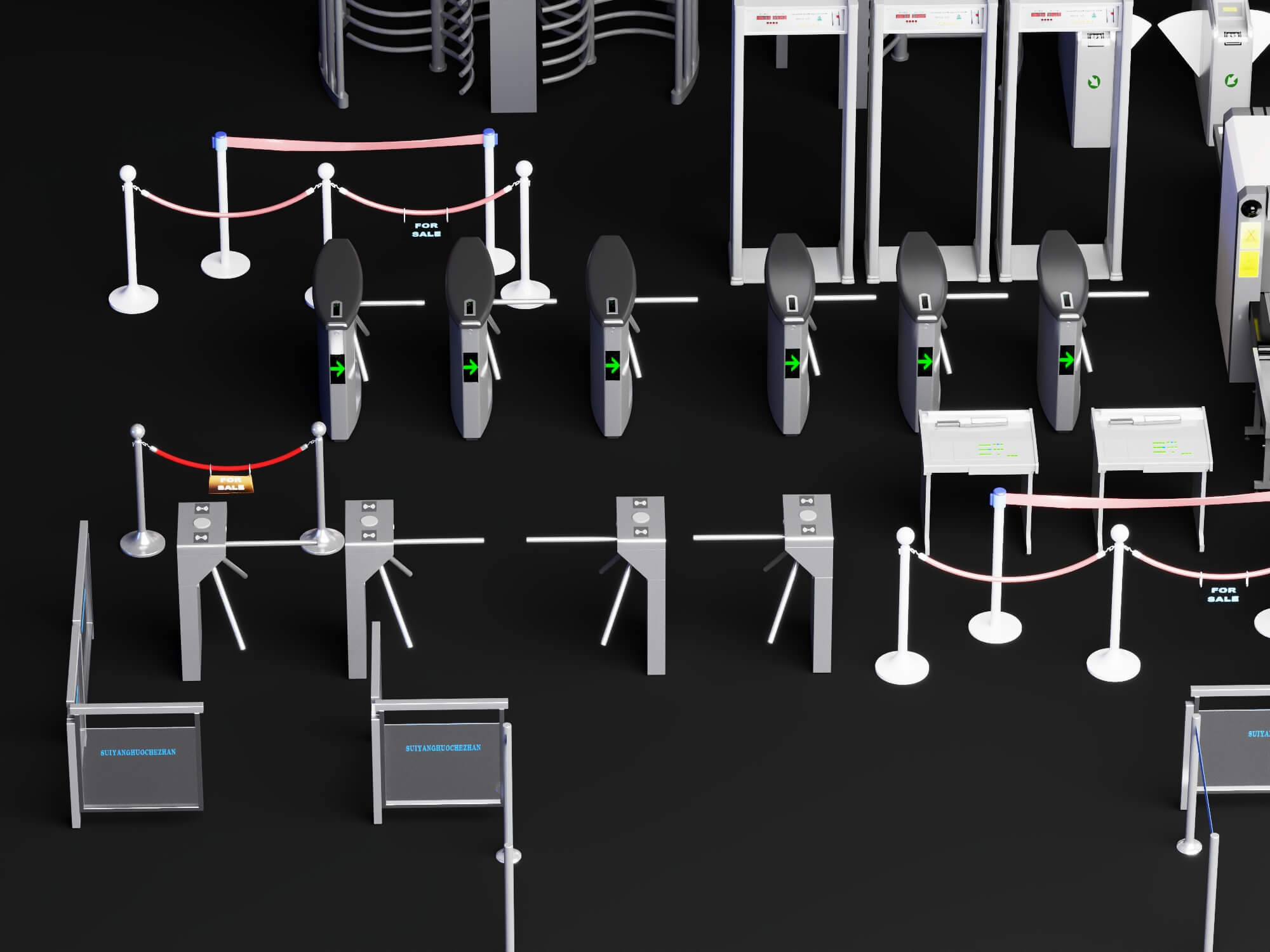 Full Collection Security Turnstile and Checkpoint Equipment 3D Model