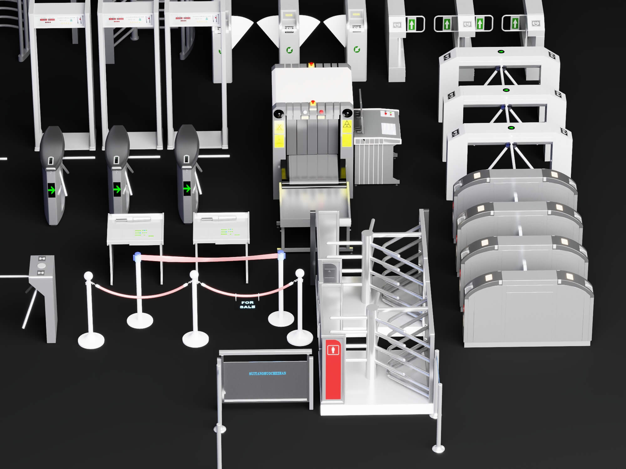 Full Collection Security Turnstile and Checkpoint Equipment 3D Model