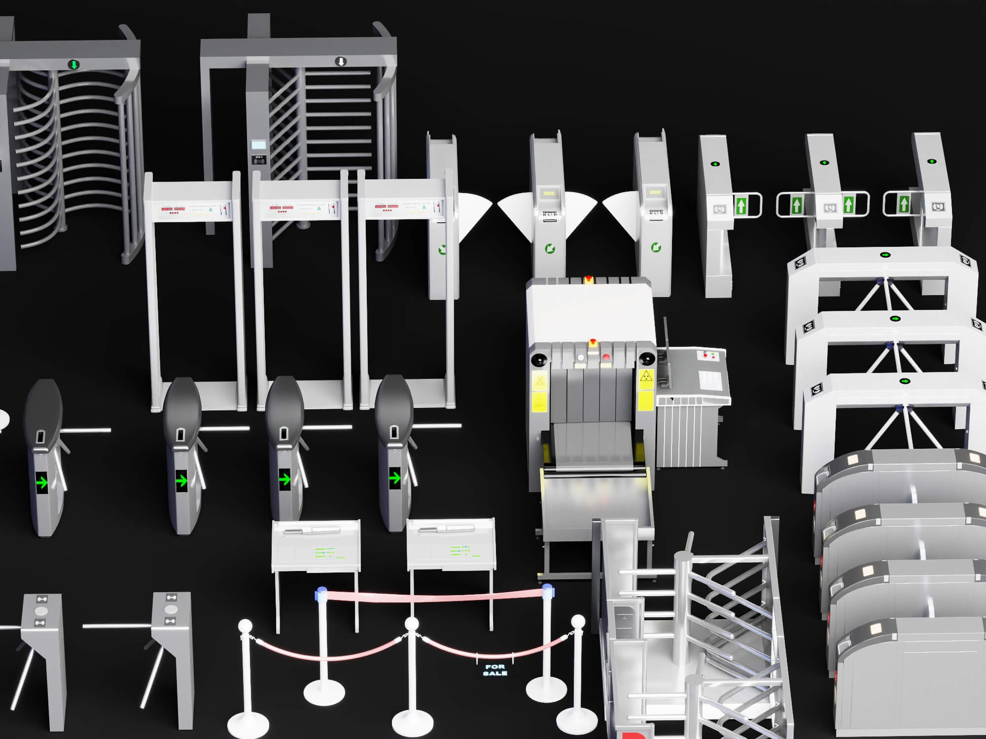 Full Collection Security Turnstile and Checkpoint Equipment 3D Model