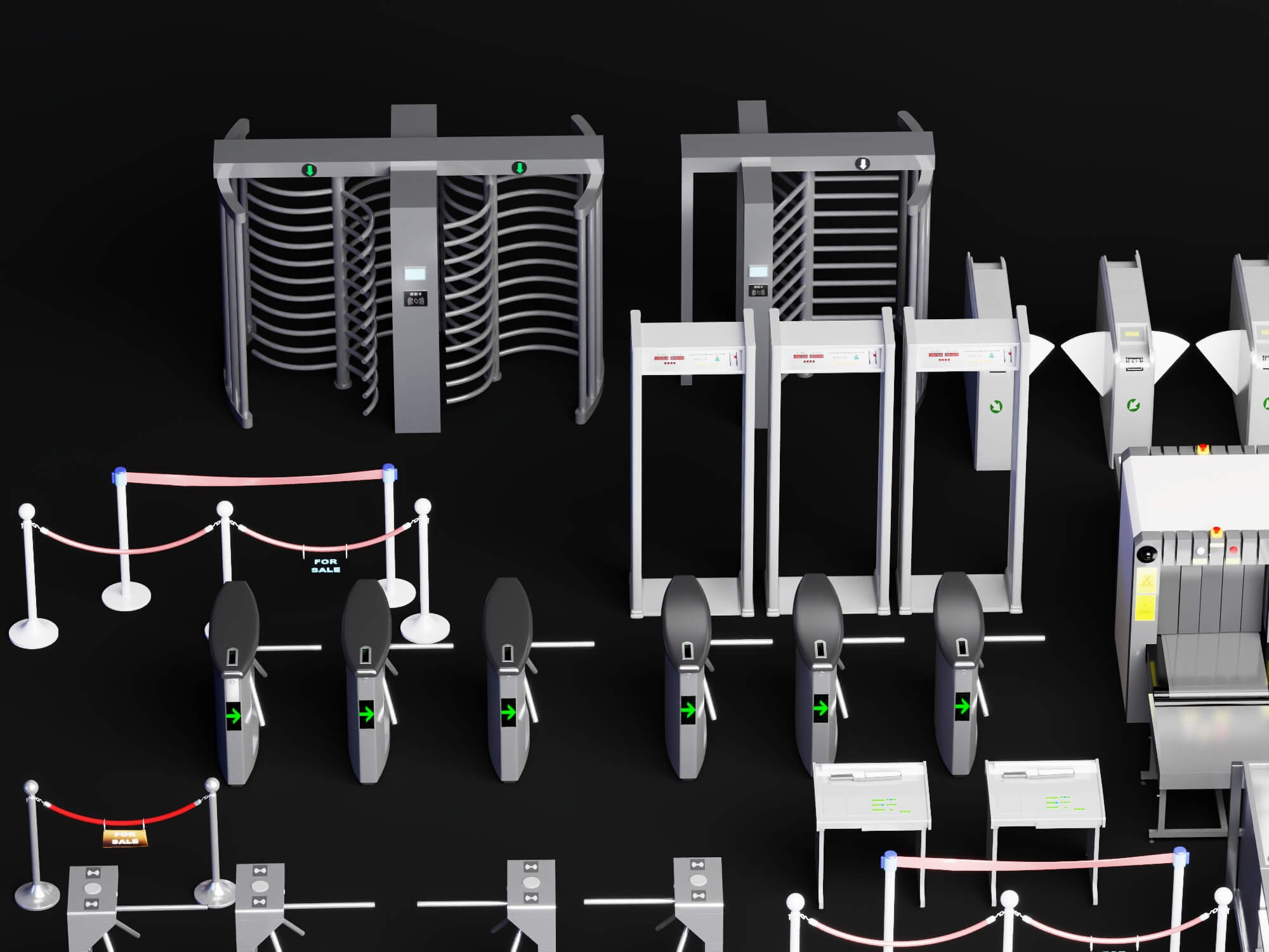 Full Collection Security Turnstile and Checkpoint Equipment 3D Model