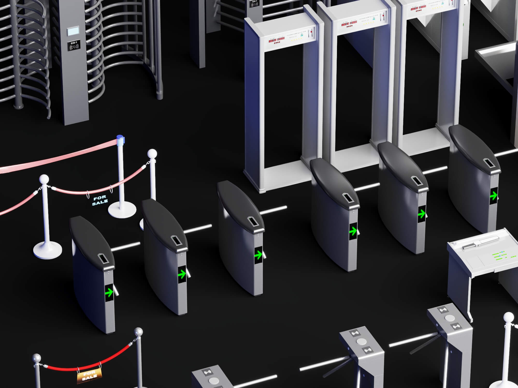 Full Collection Security Turnstile and Checkpoint Equipment 3D Model