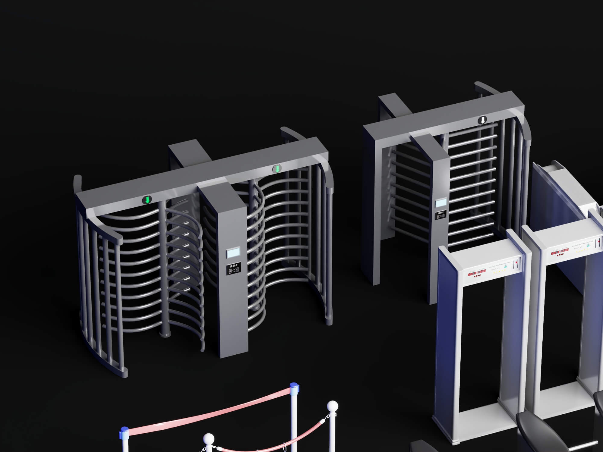 Full Collection Security Turnstile and Checkpoint Equipment 3D Model