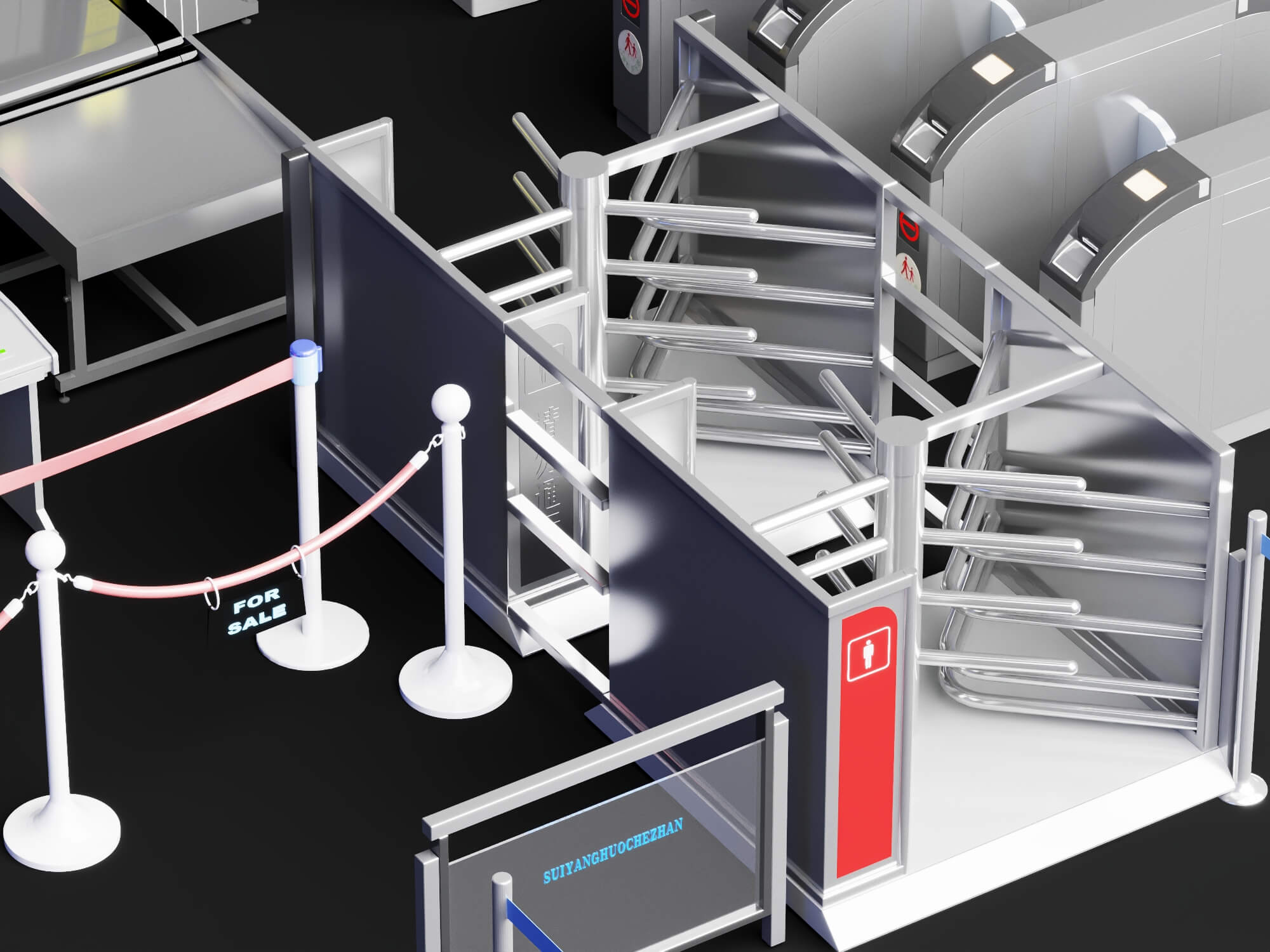 Full Collection Security Turnstile and Checkpoint Equipment 3D Model