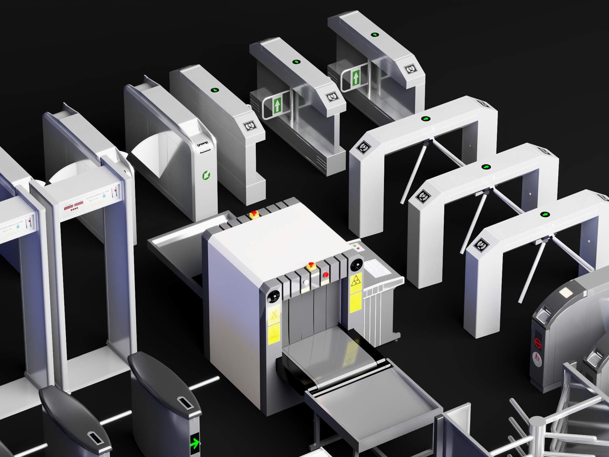 Full Collection Security Turnstile and Checkpoint Equipment 3D Model
