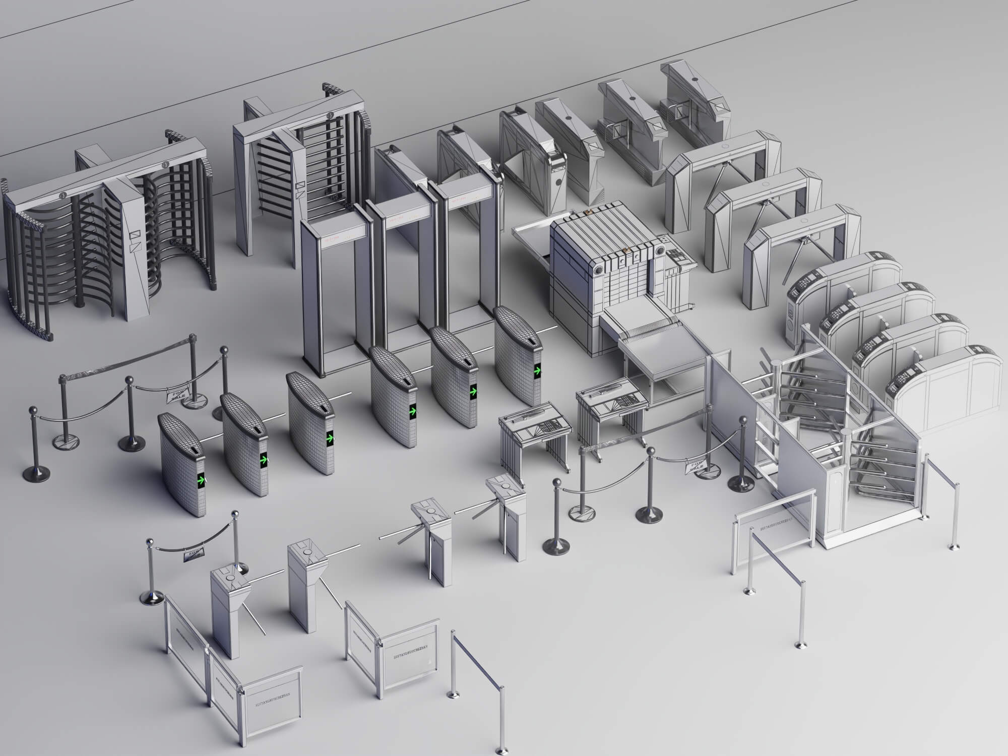 Full Collection Security Turnstile and Checkpoint Equipment 3D Model