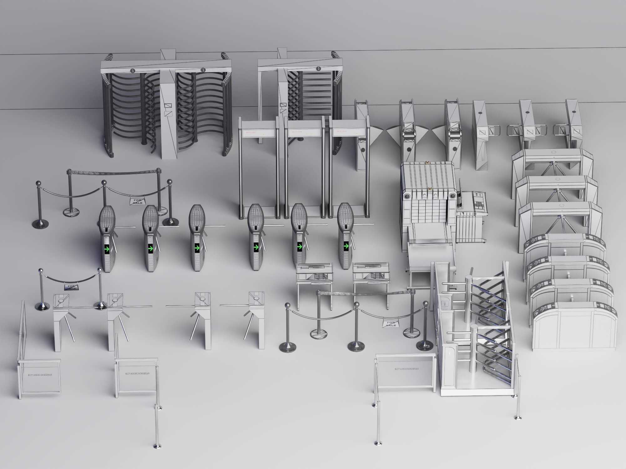 Full Collection Security Turnstile and Checkpoint Equipment 3D Model