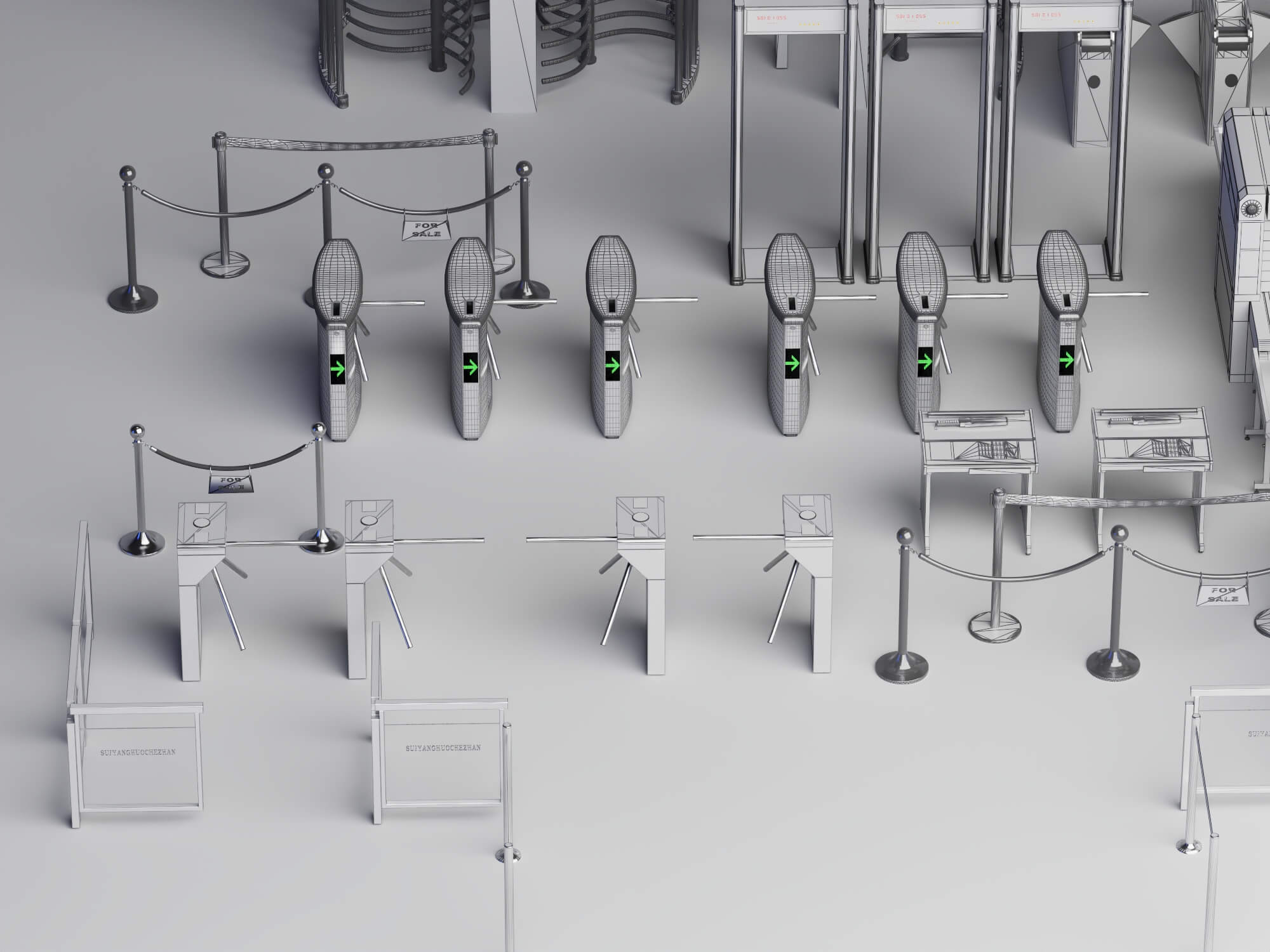 Full Collection Security Turnstile and Checkpoint Equipment 3D Model