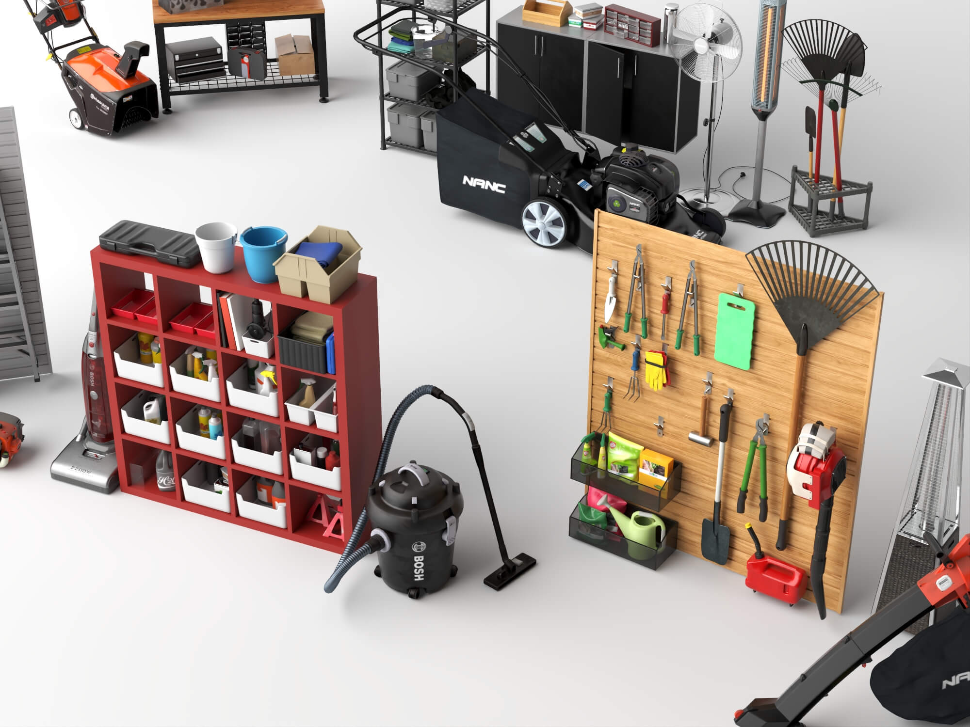 Garage and Garden Workshop Tools Asset Pack 3D Model